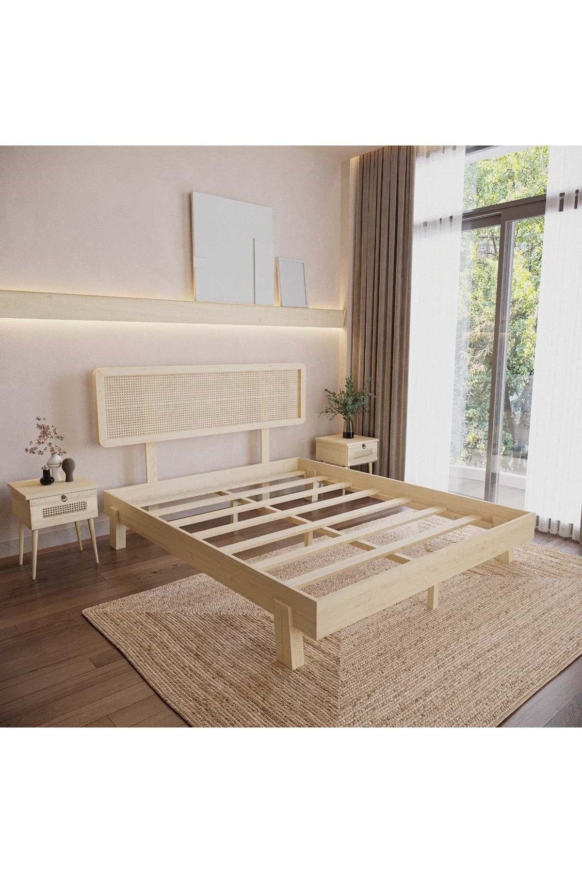 Li̇lyum Model Hazeran Başlıklı Masif Ahşap Karyola 120x200 Doğal