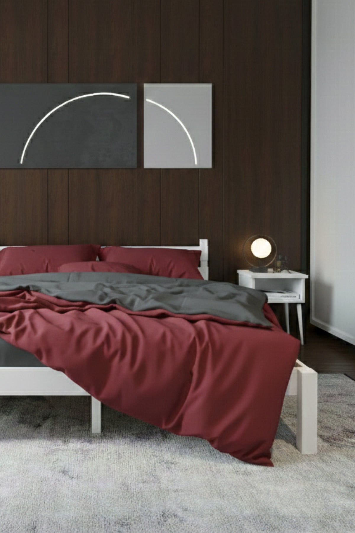 Letto Model Masif Ahşap Karyola 2 Adet Komodin 90x200 Vernikli