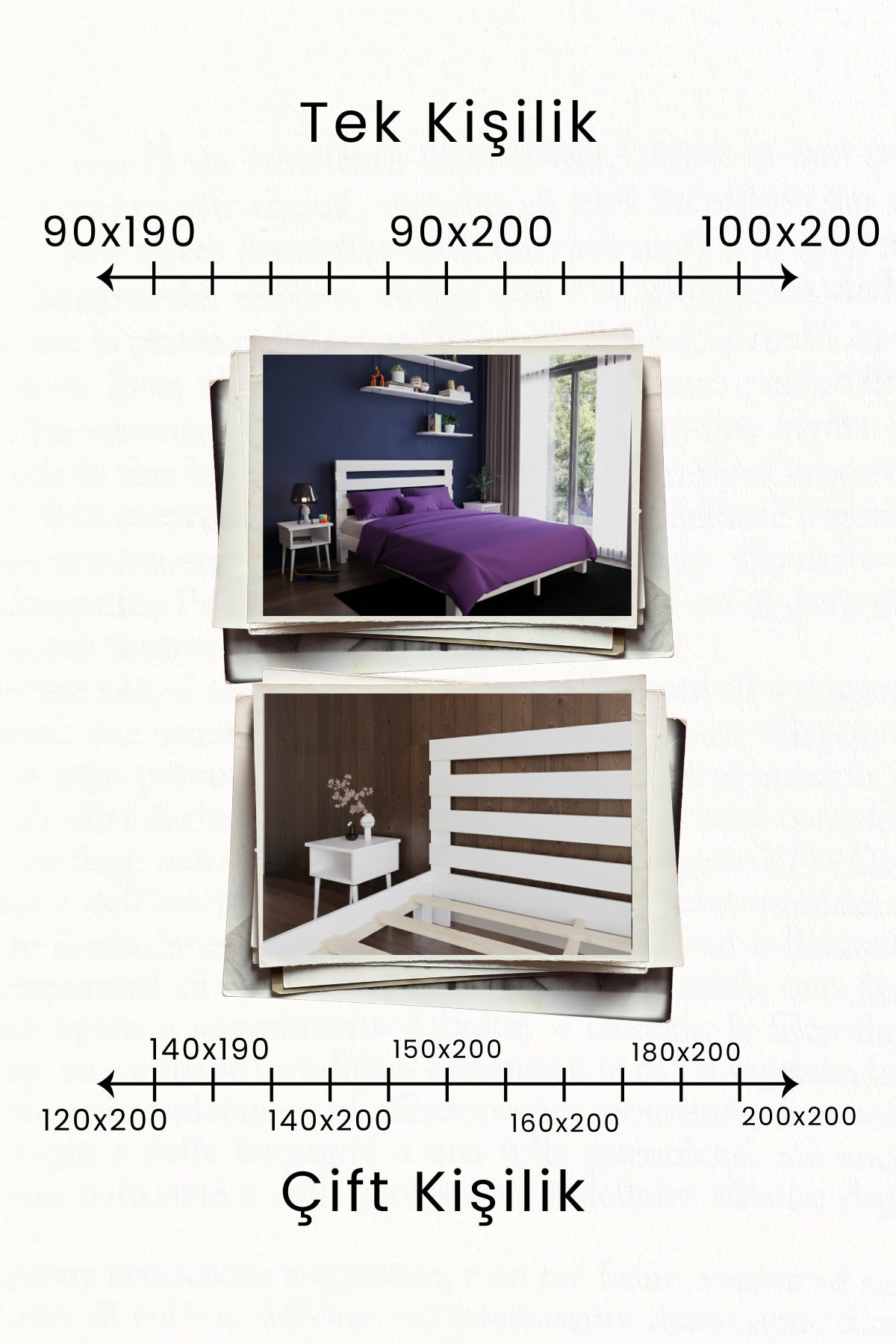Urban Model Masif Ahşap Karyola ve 2 Adet Komodin 140x200 Vernikli