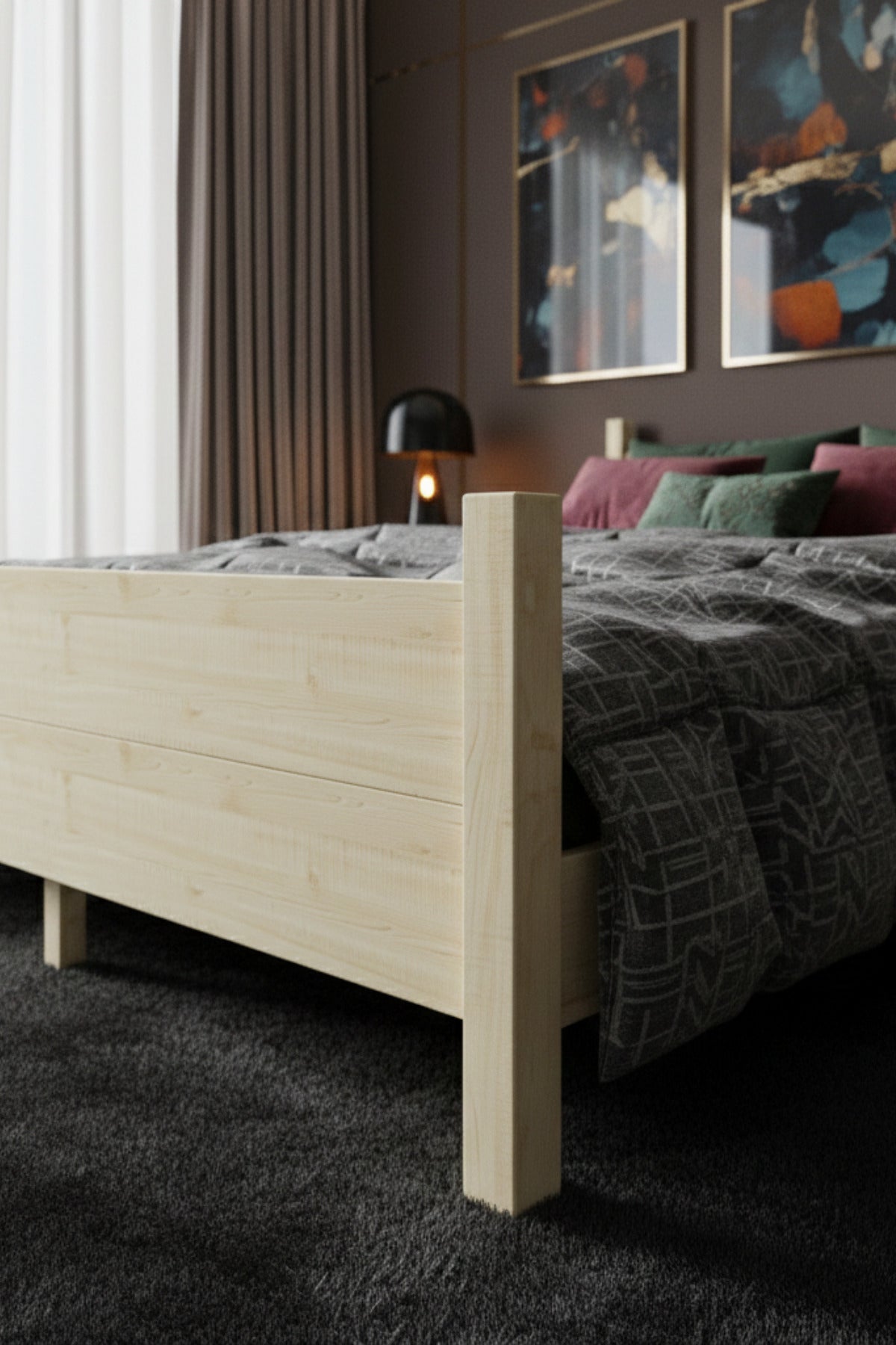 Melodi̇ Model Masif Ahşap Karyola 120x200 Doğal