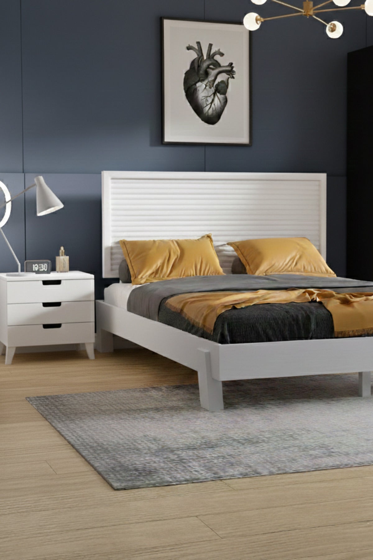 Ebruli̇ Model Yatay Başlıklı Masif Ahşap Karyola 120x200 Vernikli