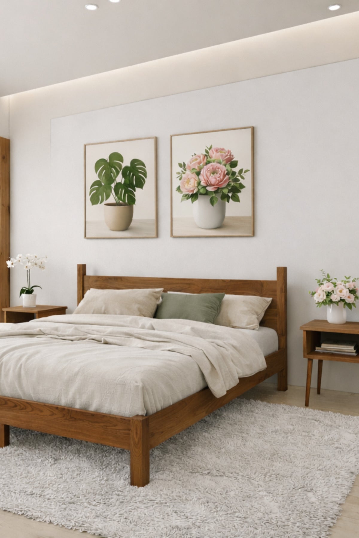 Mi̇rage Model Masif Ahşap Karyola 2 Adet Komodin 90x200 Ceviz