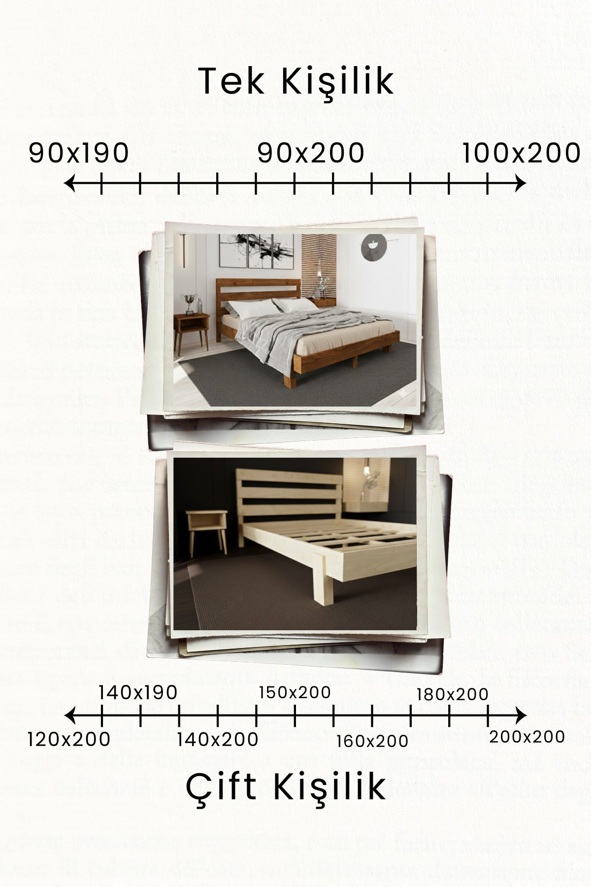 Natura New Model Masif Ahşap Karyola 90x200 Doğal