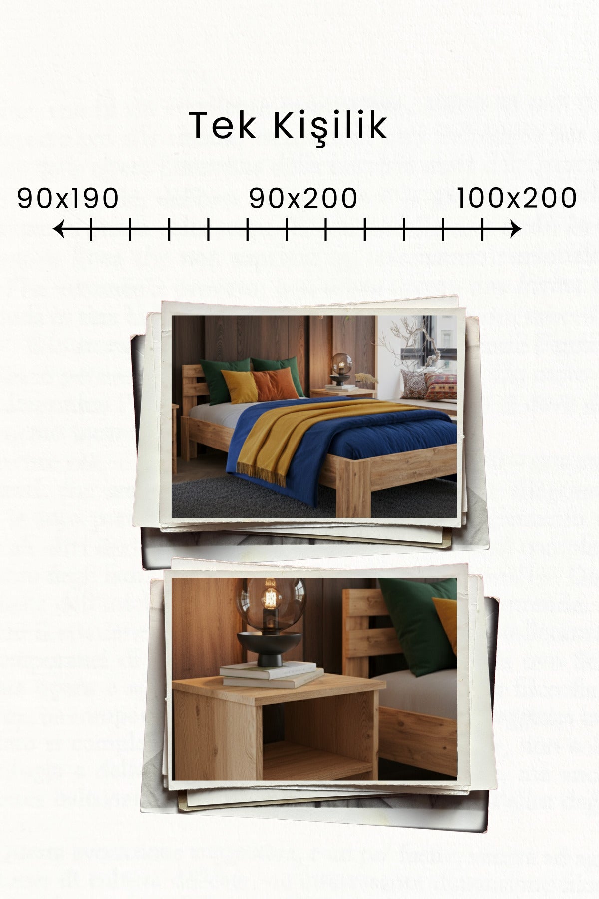 Letto MDF Karyola ve 2 Komodinli Set 160x200 Atlantik Çam