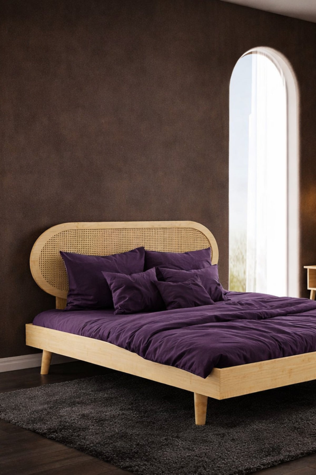 Padova Model Hazeran Başlıklı Masif Ahşap Karyola 100x200 Doğal