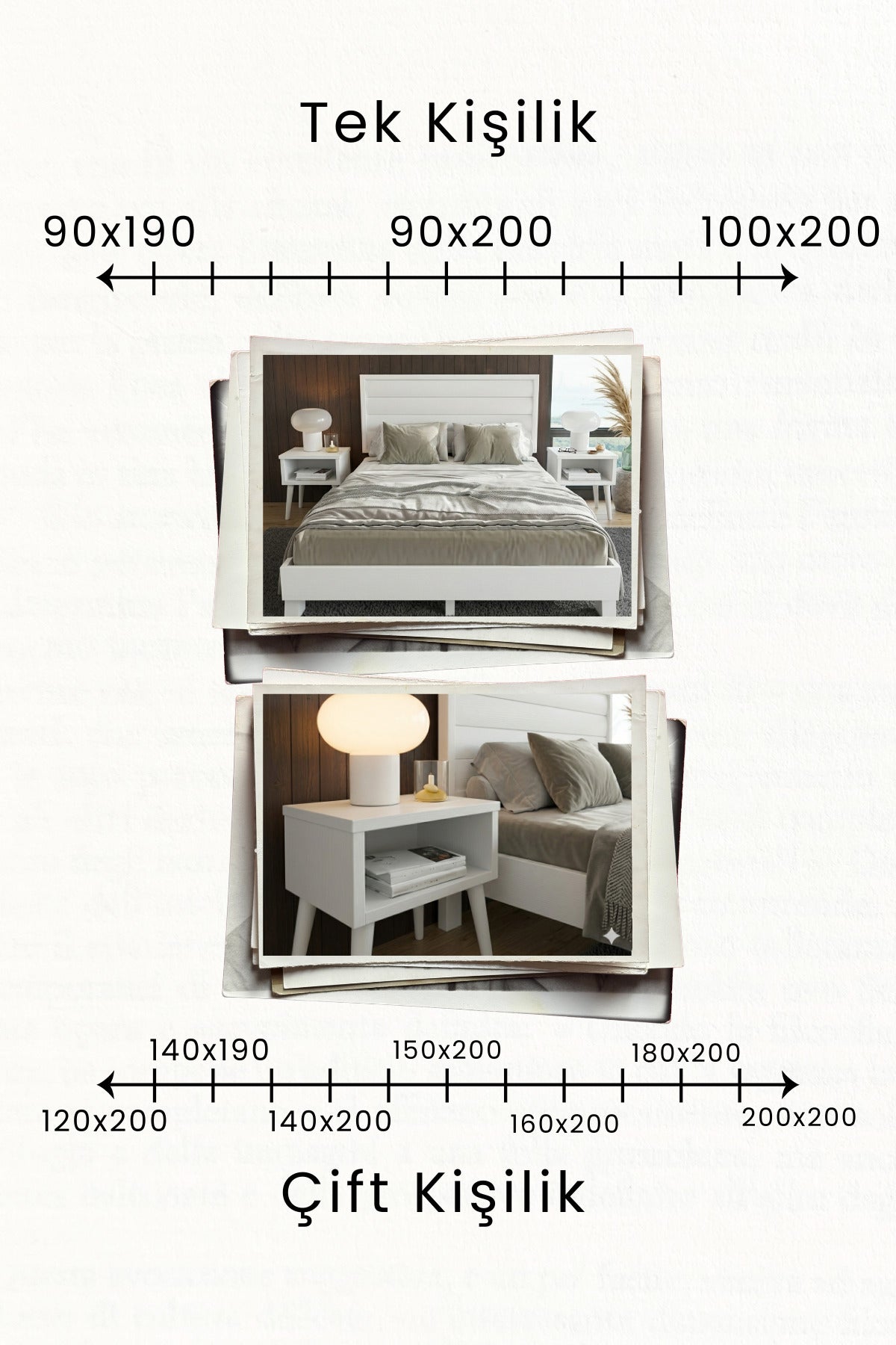 Hüma Model Yatay Başlıklı Masif Ahşap Karyola 2 Adet Komodin 140x200 Ceviz