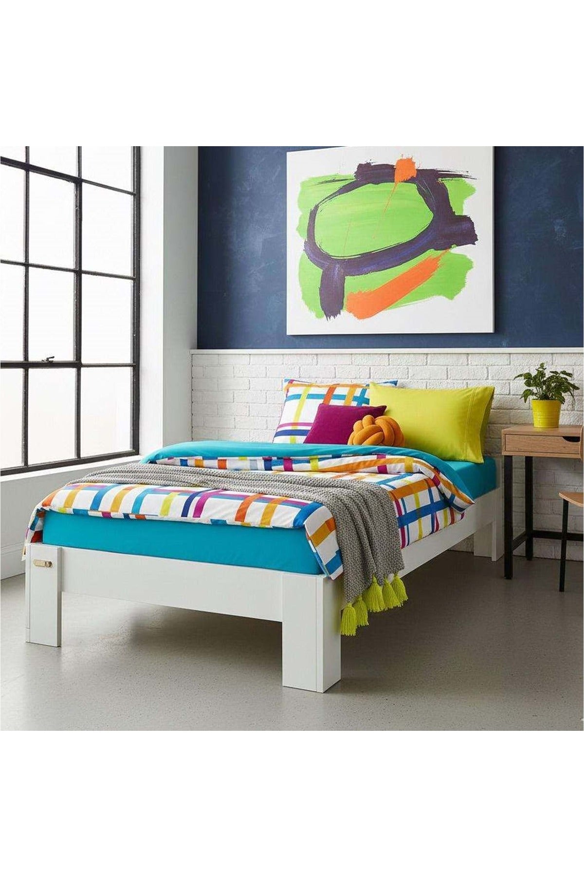 Stillo Başlıksız Tek Kişilik MDF Karyola 100x200 Beyaz