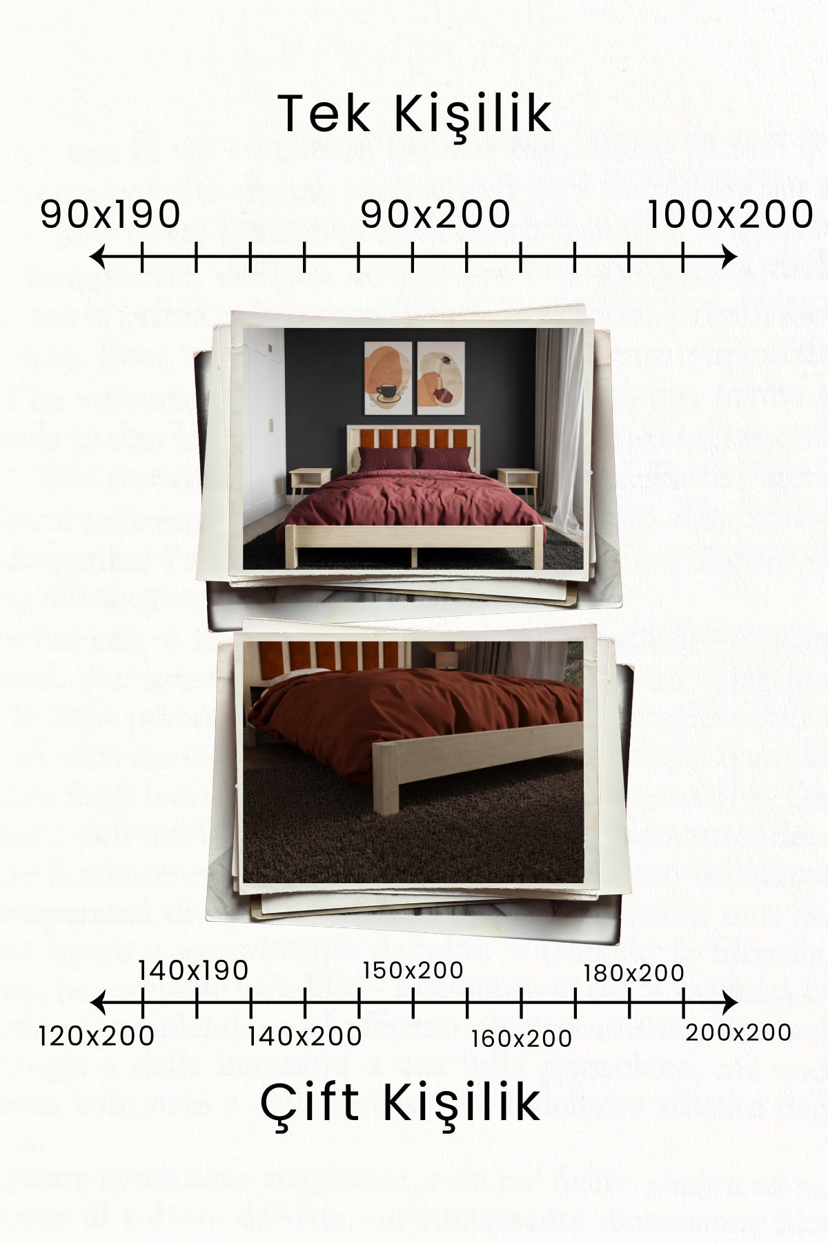 Ori̇on Model Kiremit Rengi Puf Başlıklı Masif Ahşap Karyola 150x200 Ceviz