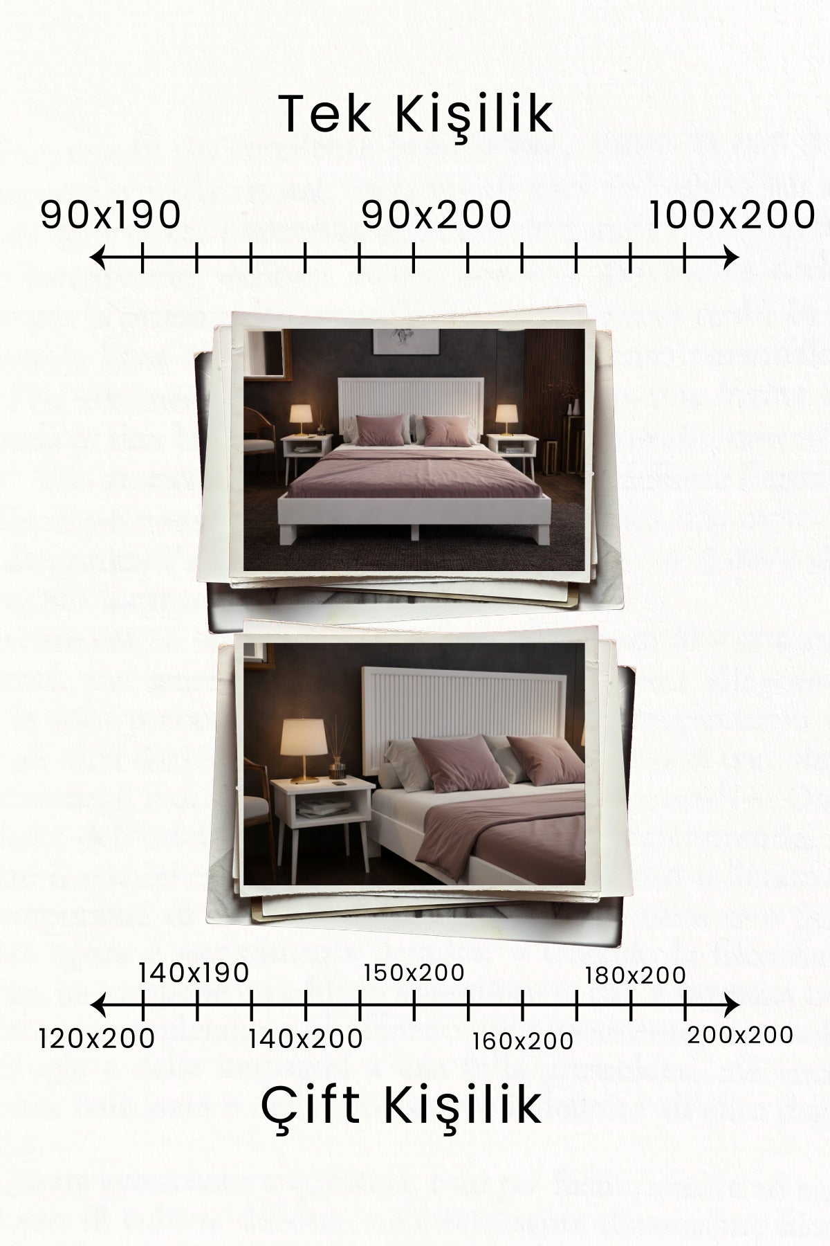 Alaz Model Dikey Başlıklı Masif Ahşap Karyola 2 Adet Komodin 140x200 Ceviz