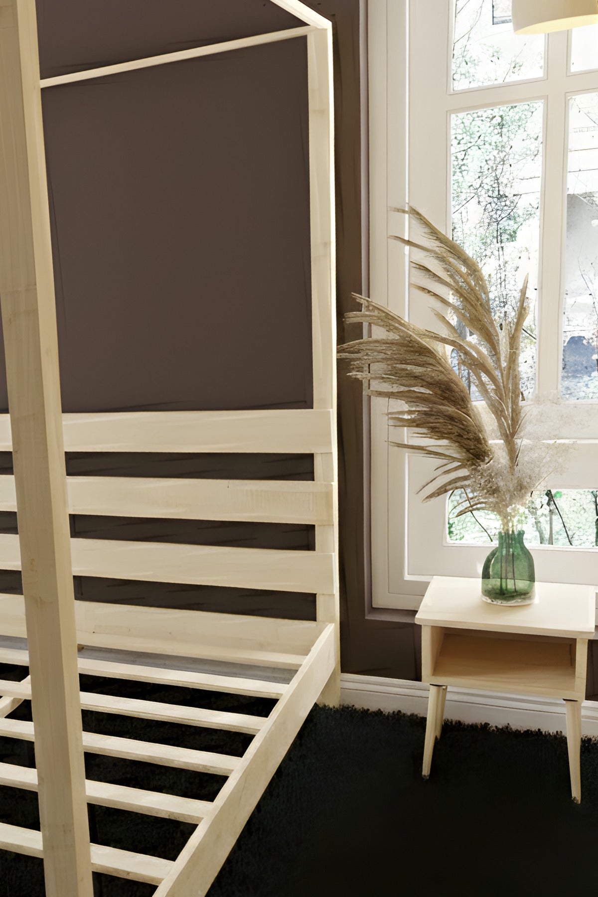 Natura Ci̇bi̇nli̇kli̇ Model Masif Ahşap Karyola ve 2 Adet Komodin 120x200 Doğal