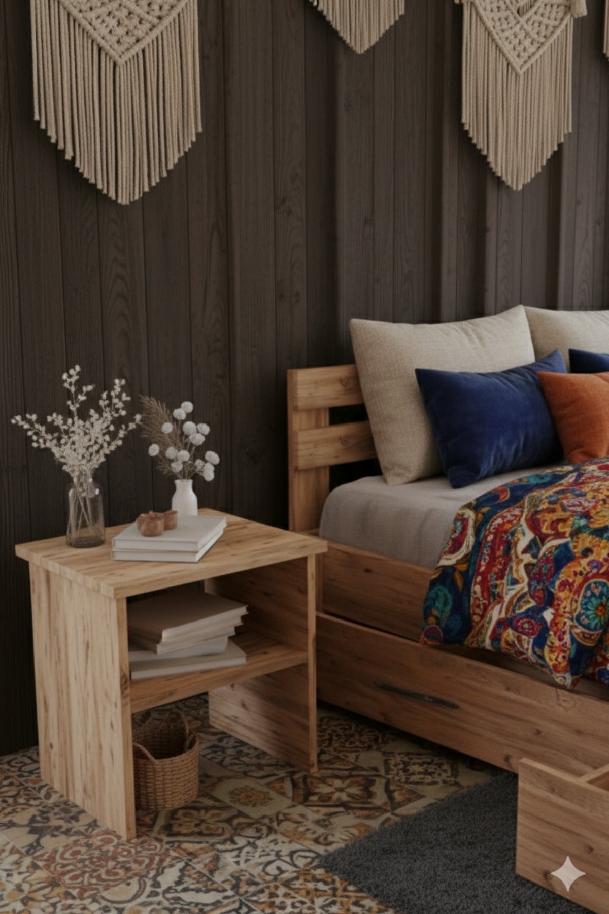 Letto MDF Karyola ve 2 Komodinli Set