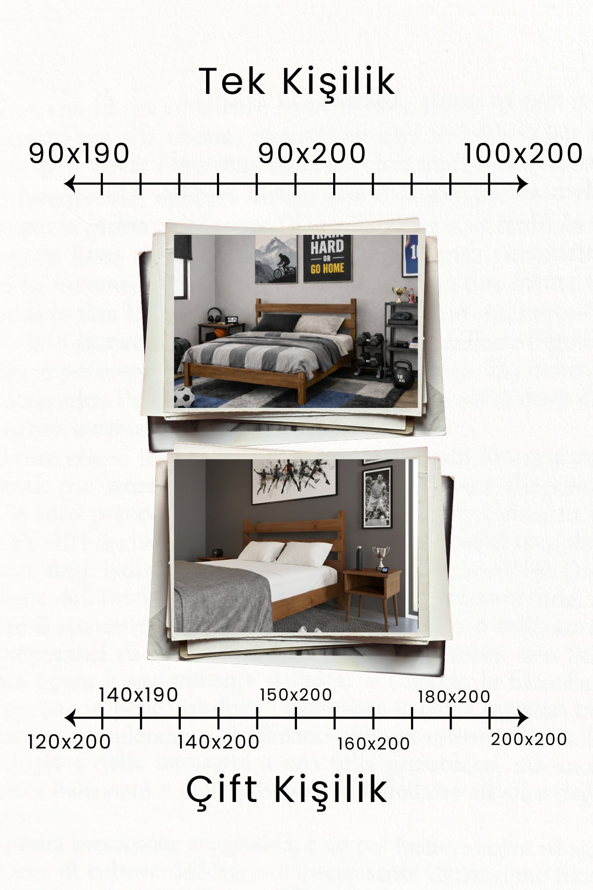Natura Model Masif Ahşap Karyola ve 2 Adet Komodin 180x200 Doğal