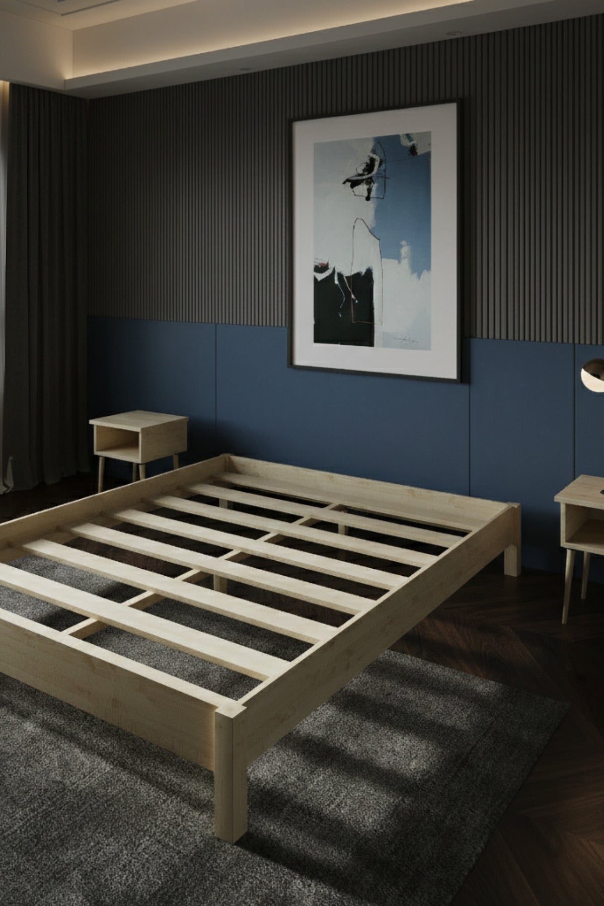 Loft Model Masif Ahşap Karyola 140x190 Doğal