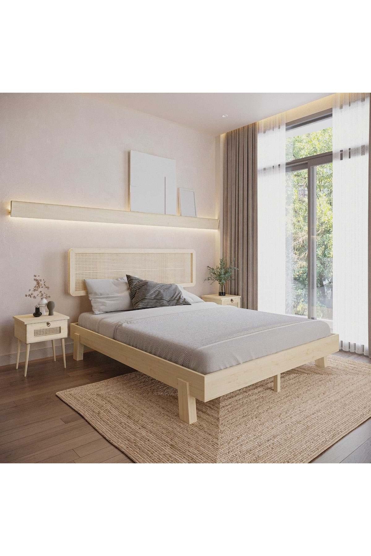 Li̇lyum Model Hazeran Başlıklı Masif Ahşap Karyola 90x200 Doğal
