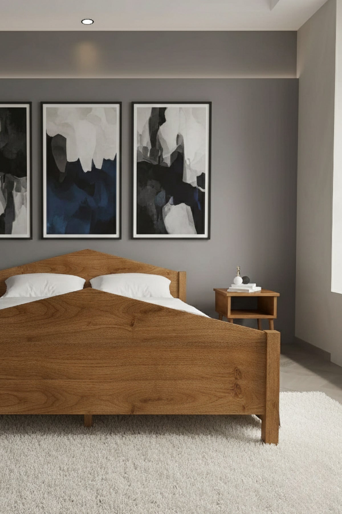 Mi̇lano Model Masif Ahşap Karyola 2 Adet Komodin 90x200 Ceviz