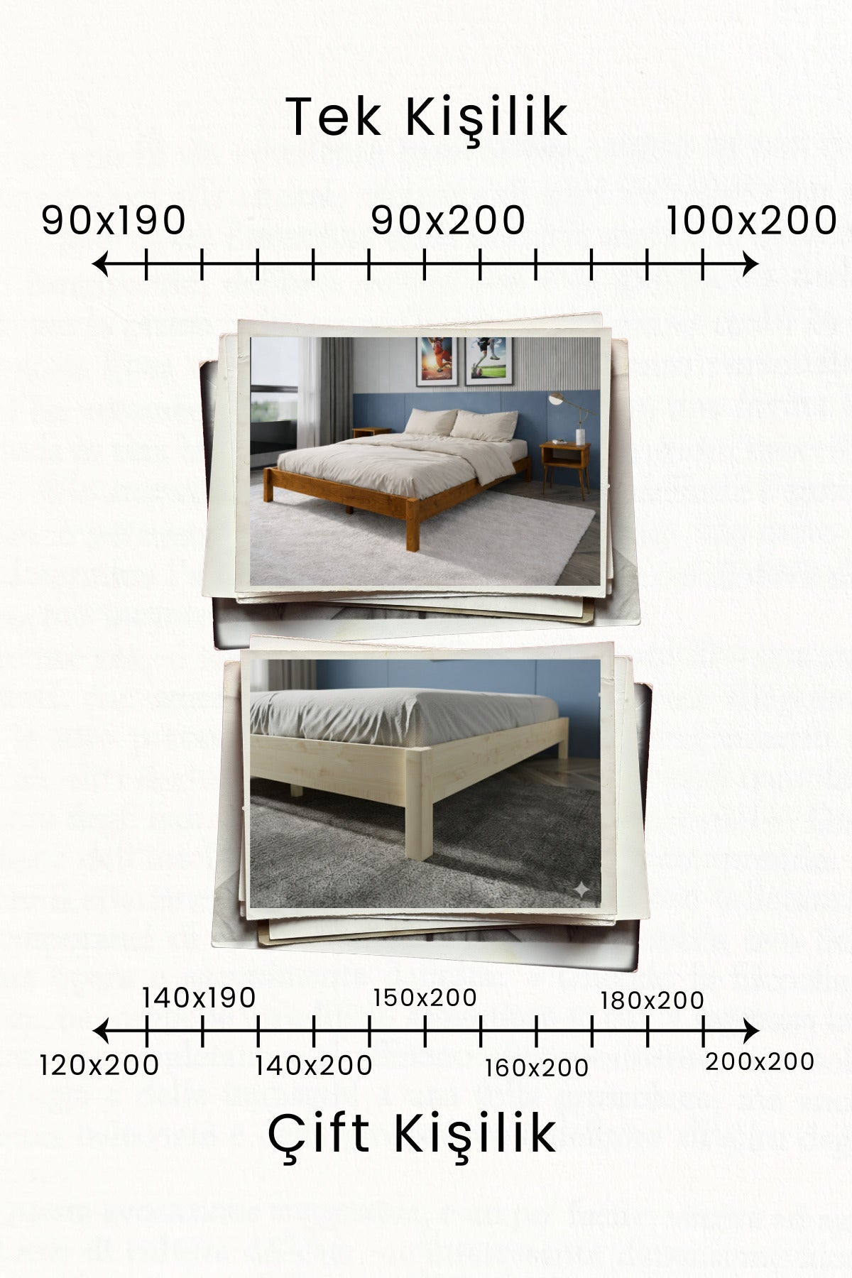 Loft Model Masif Ahşap Karyola 90x200 Doğal