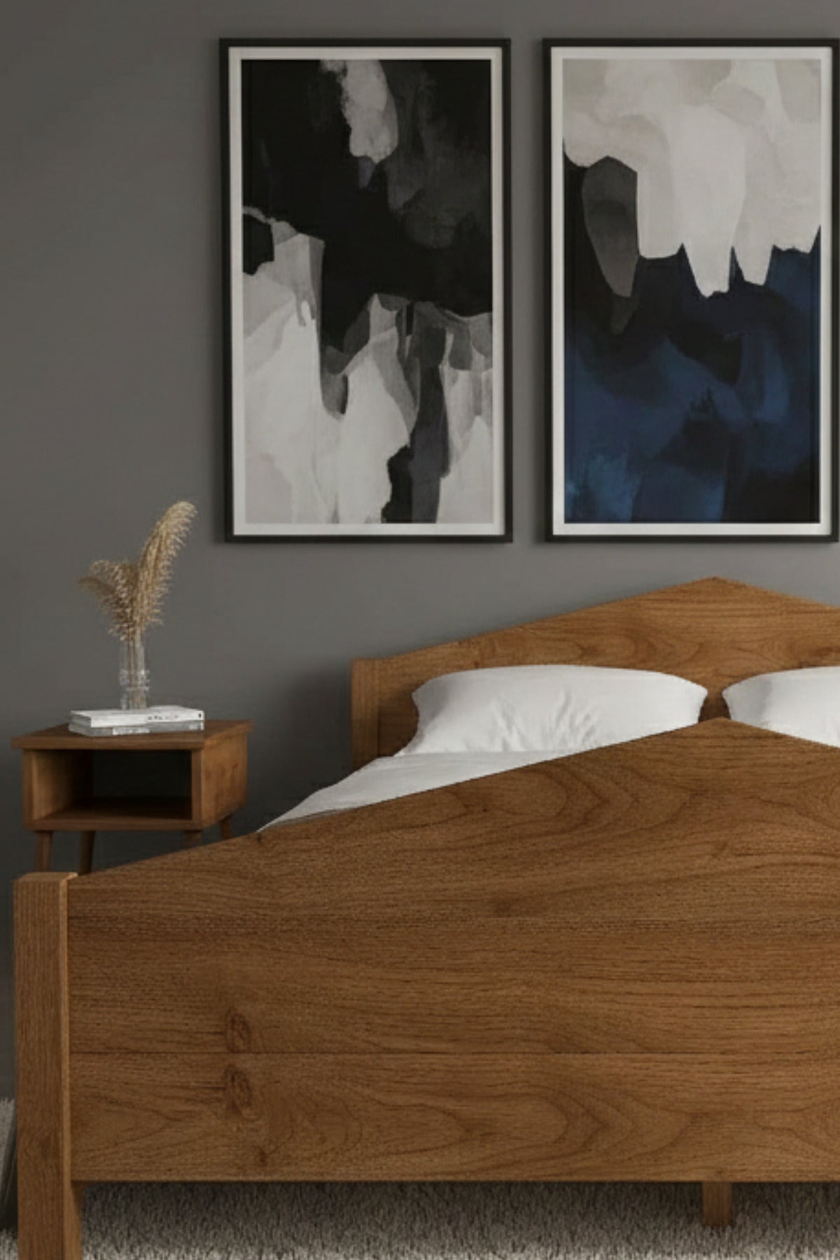 Mi̇lano Model Masif Ahşap Karyola 2 Adet Komodin 90x190 Ceviz