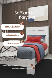 My Chapter Kitaplık Başlıklı MDF Karyola 90x190 Beyaz