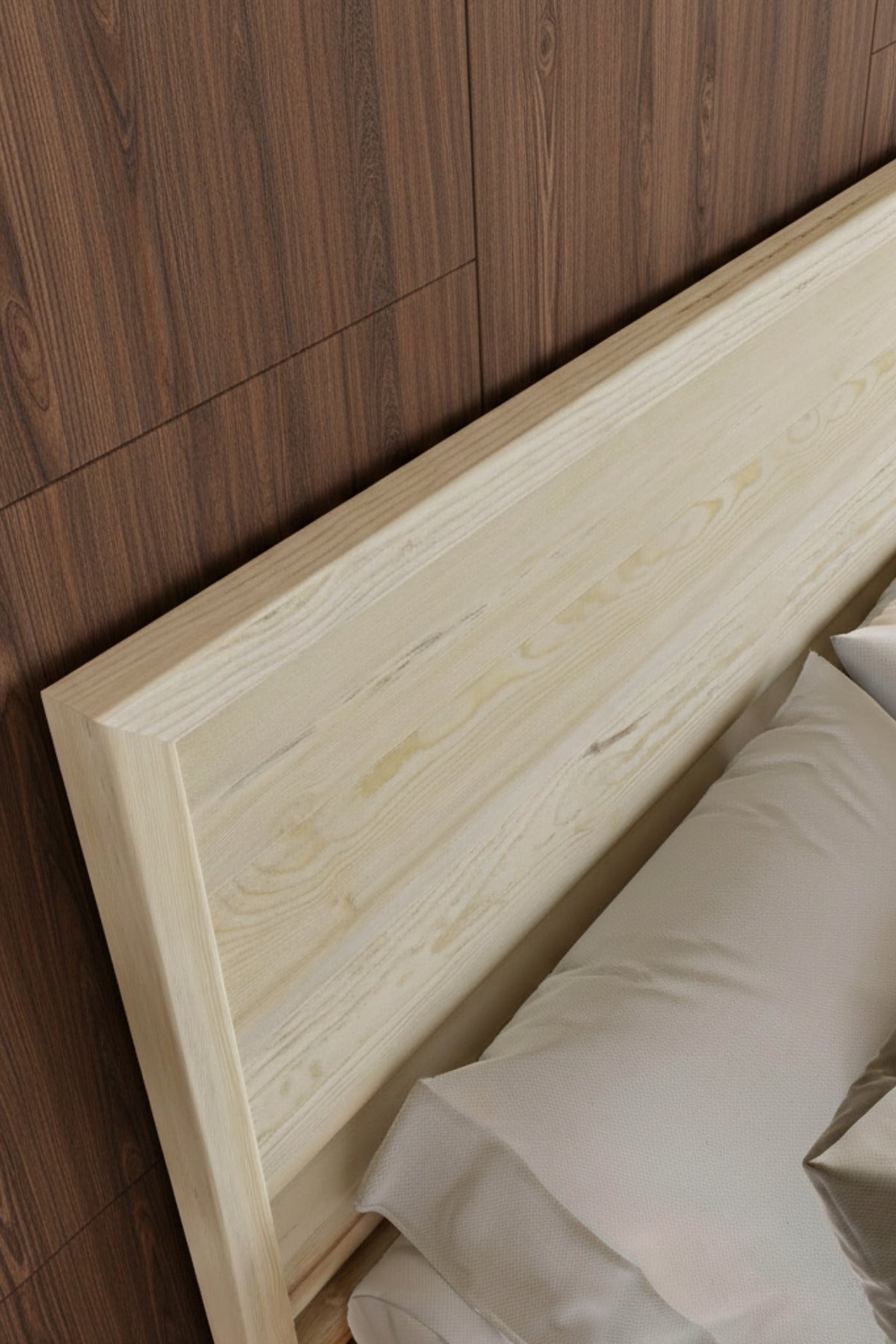 Hüma Model Yatay Başlıklı Masif Ahşap Karyola 120x200 Doğal