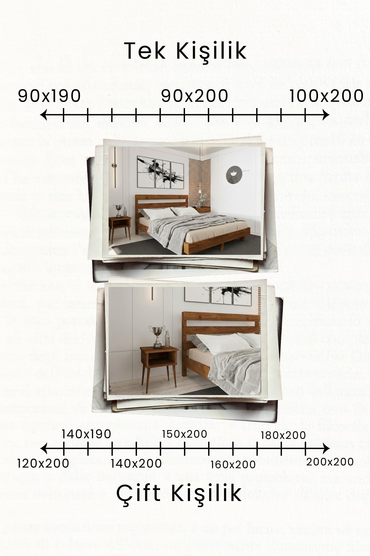 Natura New Model Masif Ahşap Karyola 2 Adet Komodin 160x200 Doğal