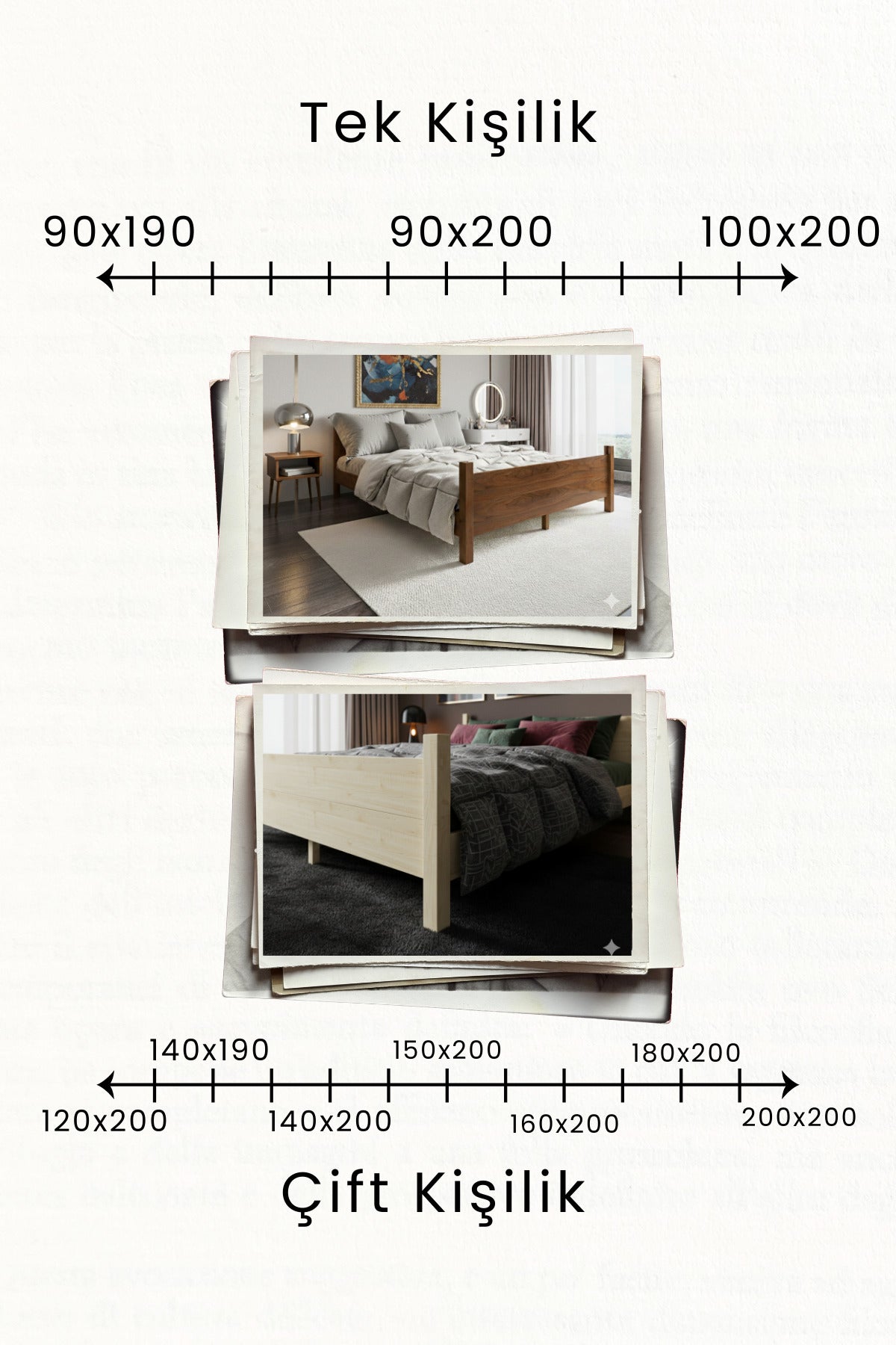 Melodi̇ Model Masif Ahşap Karyola 90x200 Doğal