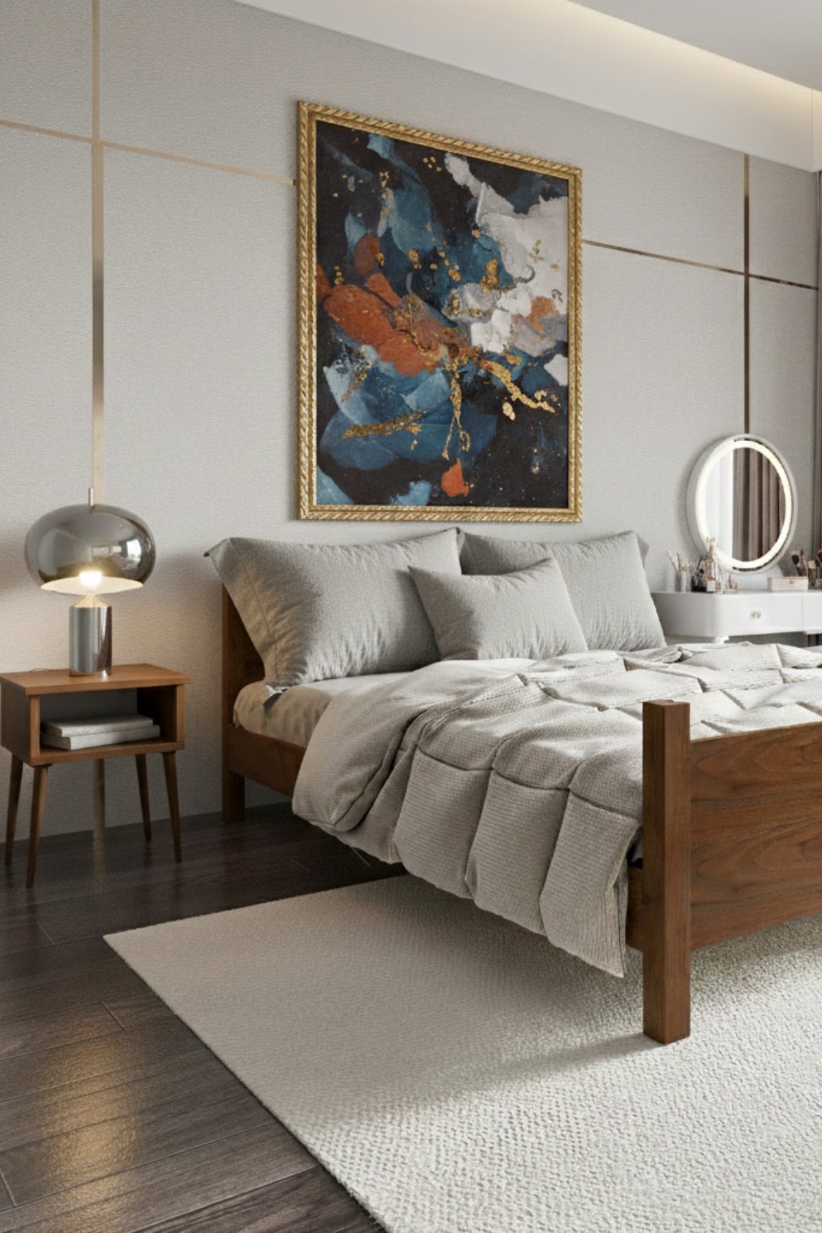Melodi̇ Model Masif Ahşap Karyola 2 Adet Komodin 180x200 Doğal