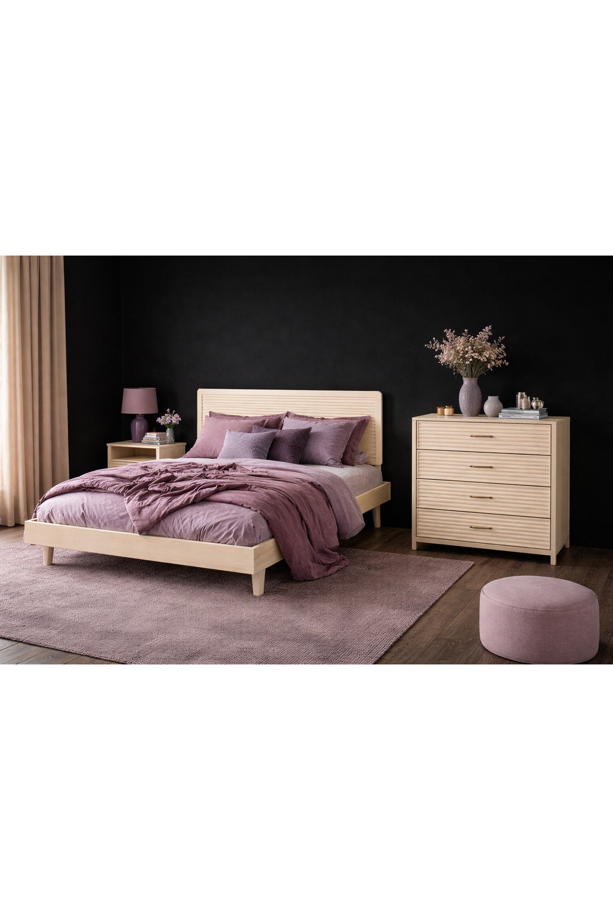 Ebruli Model Masif Ahşap Yatak Odası Seti 160x200 Ceviz