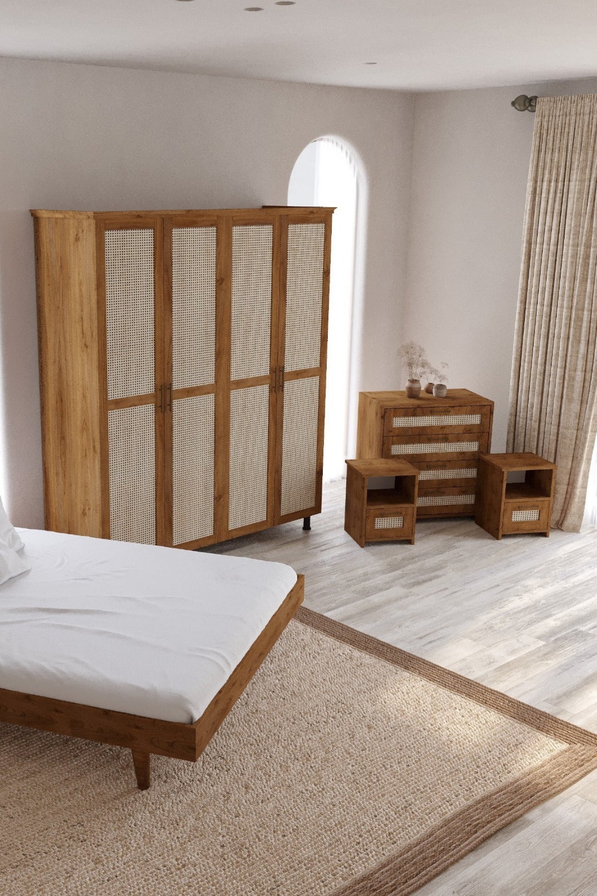 Padova Model Hazeran Başlıklı Masif Ahşap Karyola 90x190 Ceviz