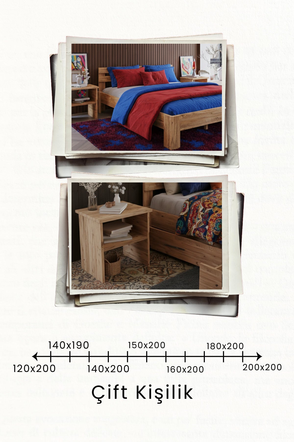 Letto MDF Karyola ve 2 Komodinli Set
