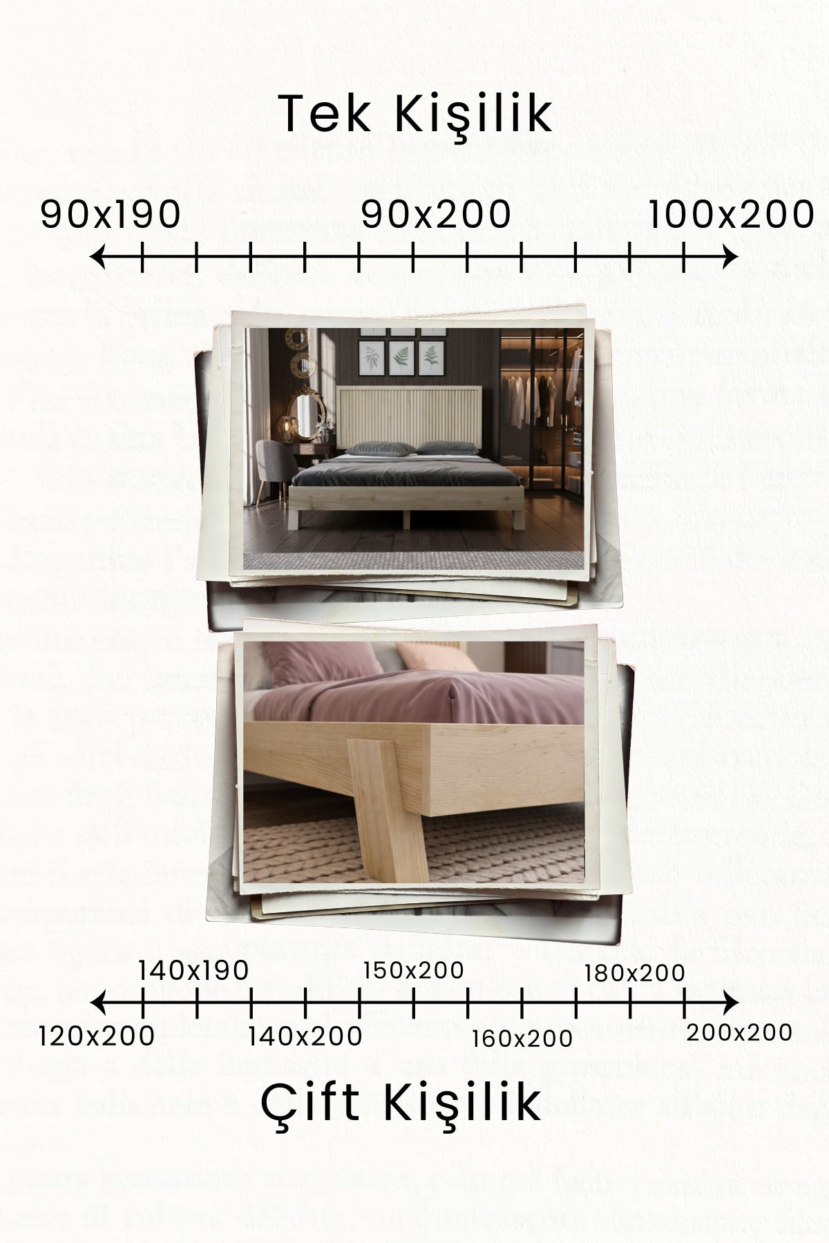 Ebruli̇ Model Dikey Başlıklı Masif Ahşap Karyola 160x200 Doğal