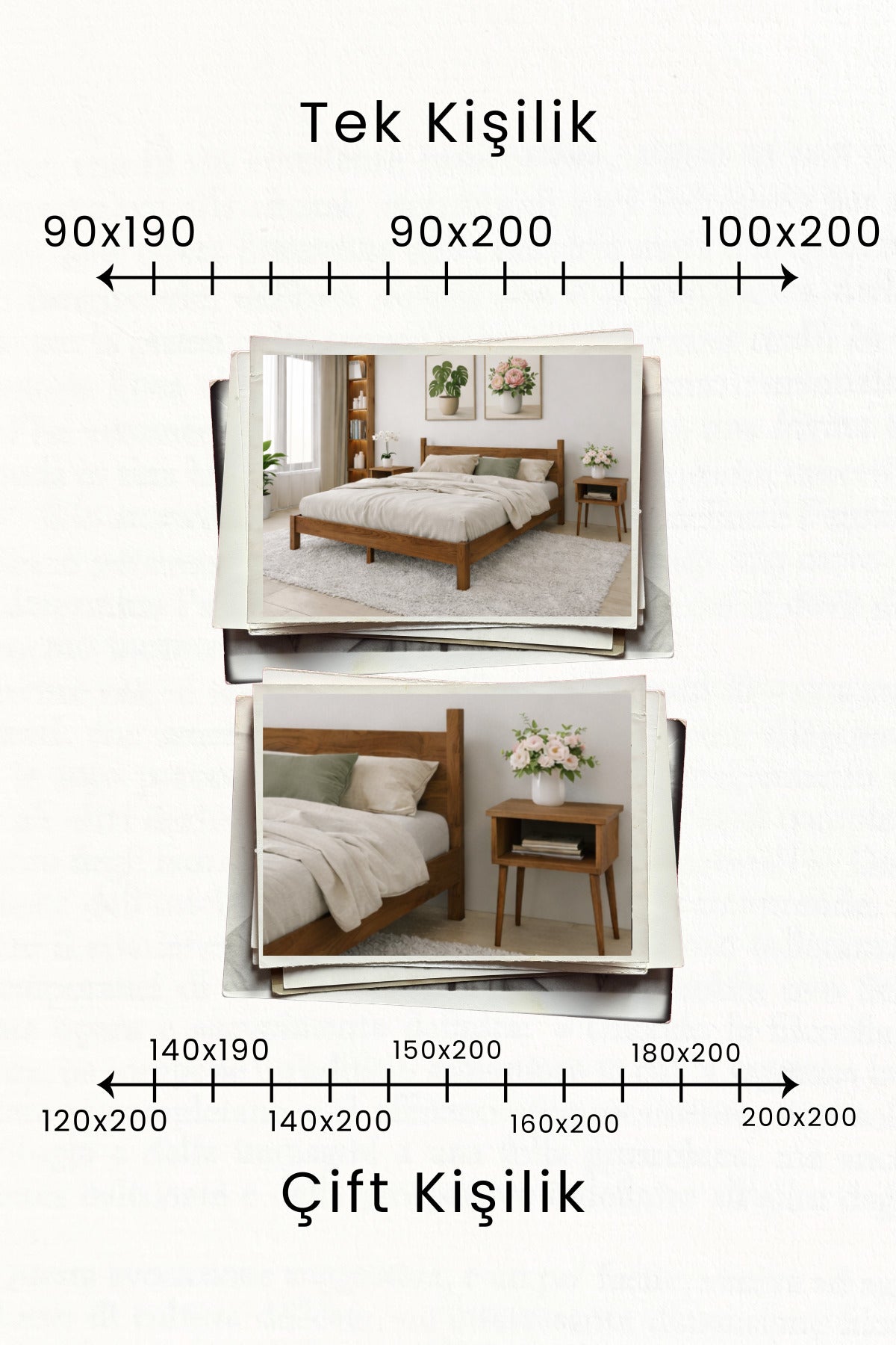 Mi̇rage Model Masif Ahşap Karyola 2 Adet Komodin 180x200 Doğal