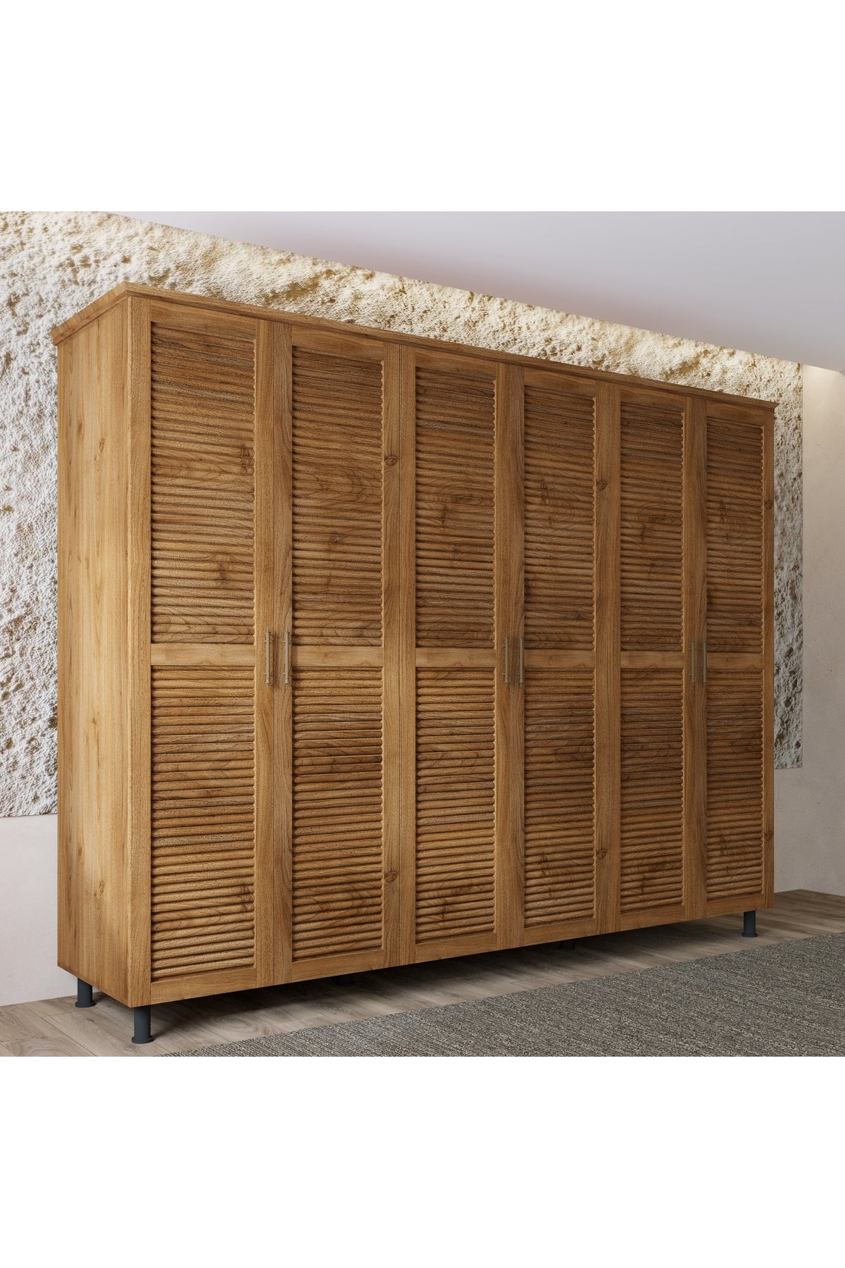 Ebruli Model Masif Ahşap Yatak Odası Seti 100x200 Ceviz