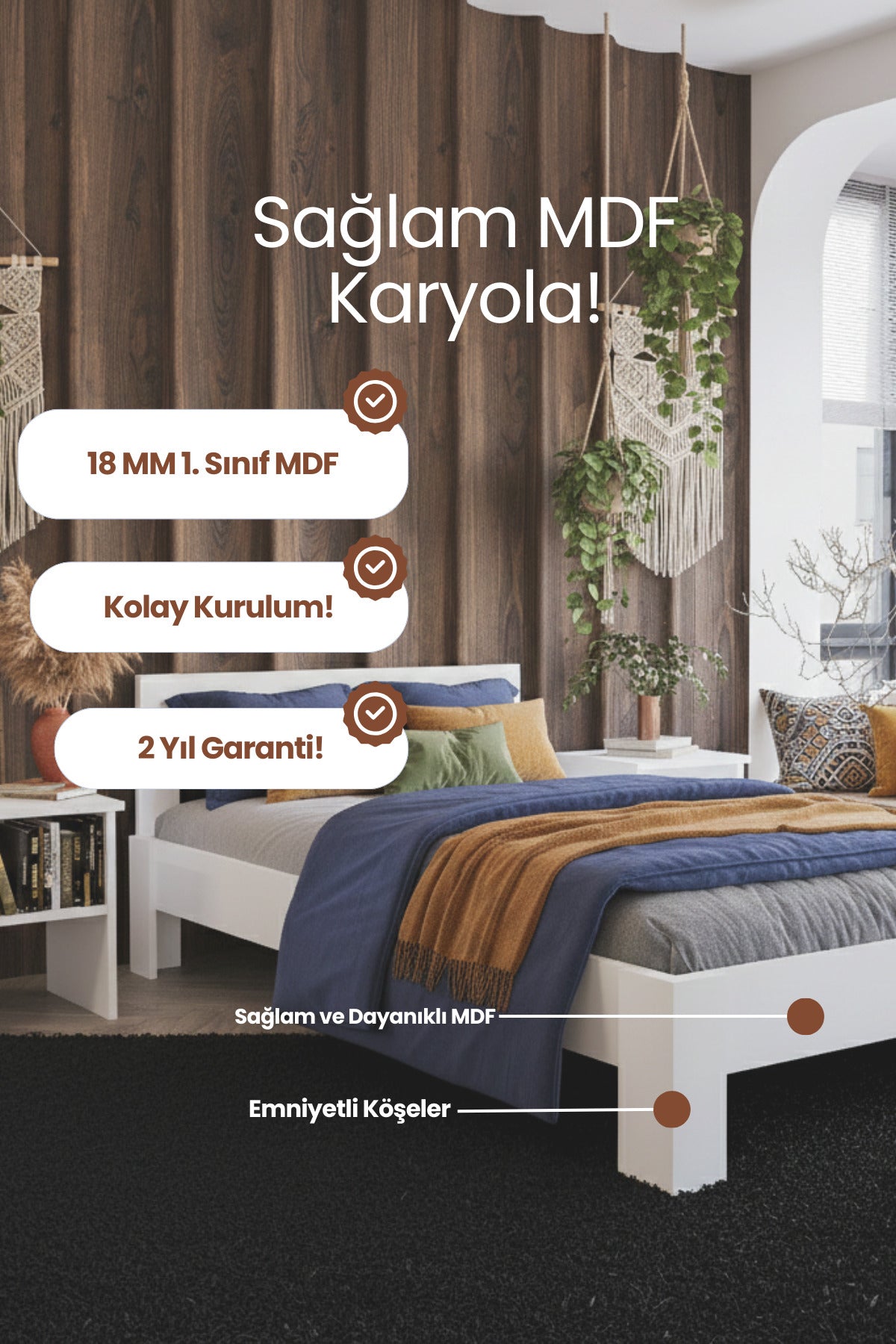 Letto MDF Karyola 90x190 Beyaz