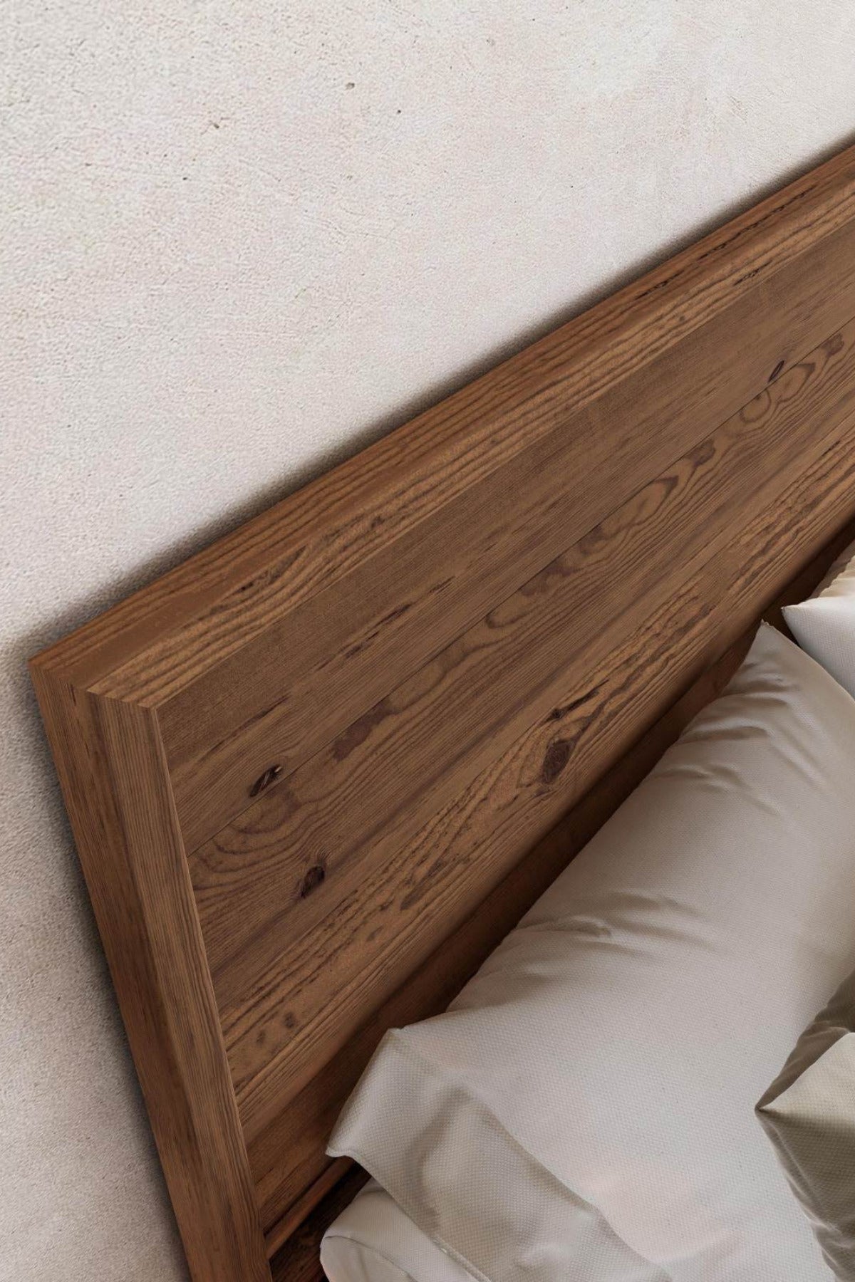 Hüma Model Yatay Başlıklı Masif Ahşap Karyola 200x200 Doğal