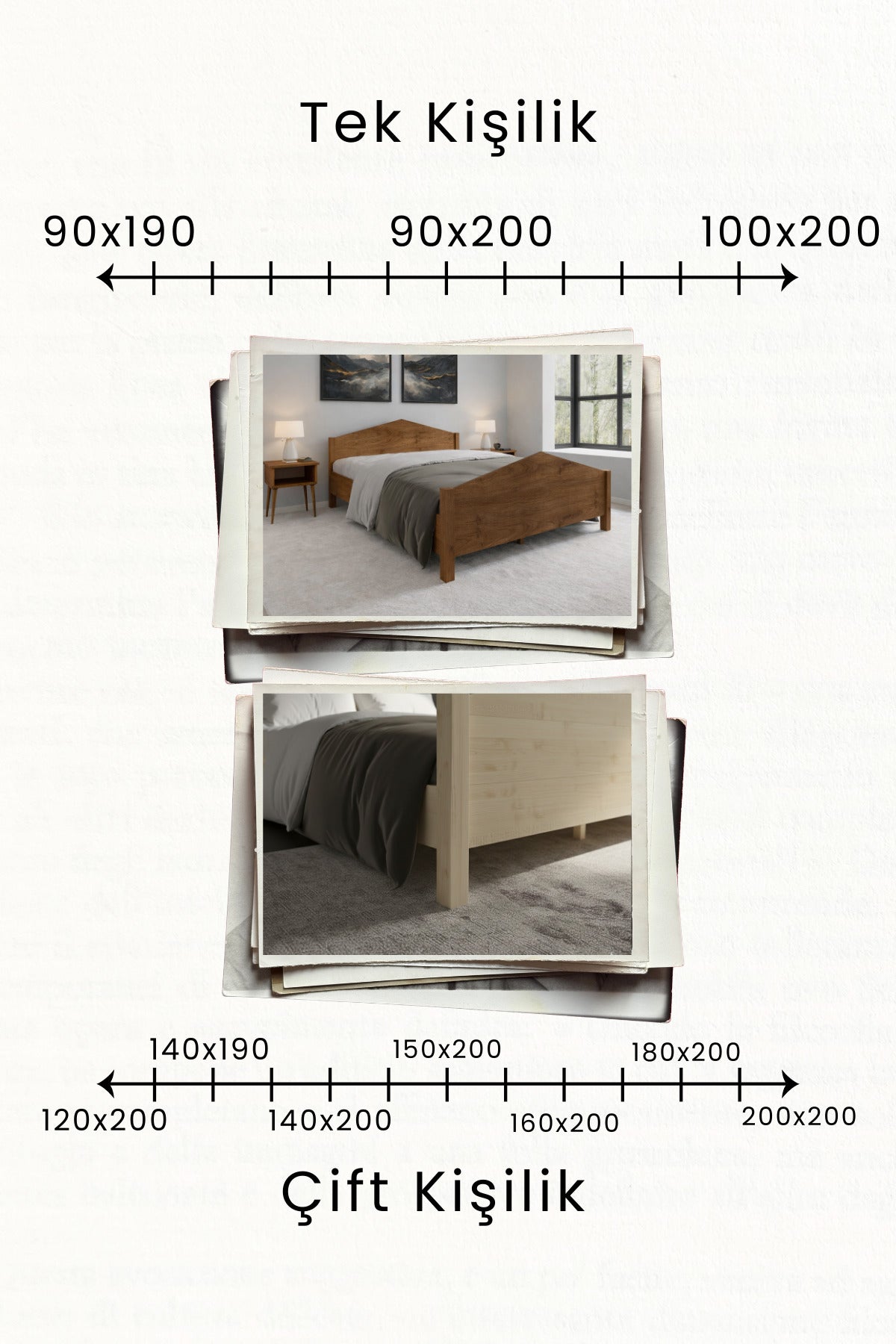 Mi̇lano Piramit Model Masif Ahşap Karyola 90x200 Doğal