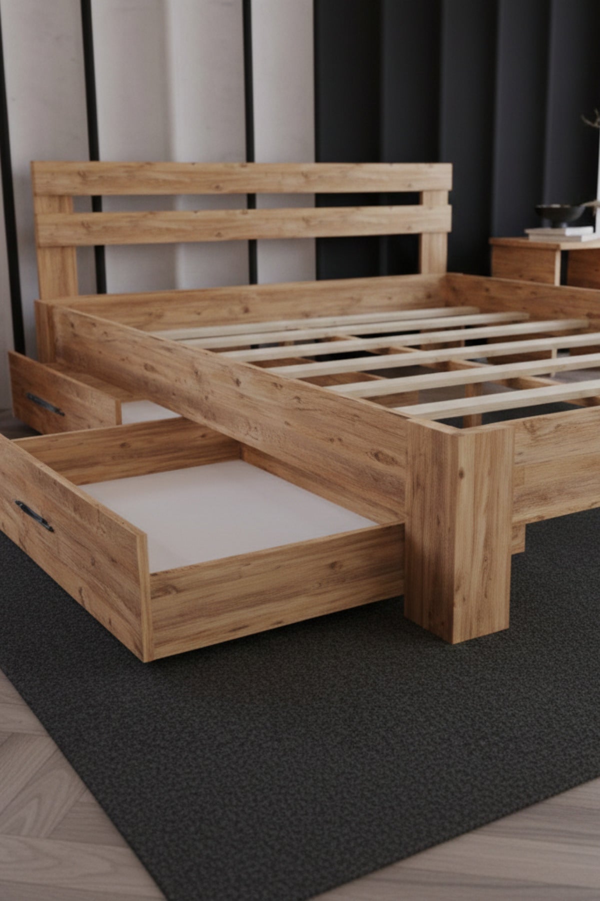 Letto 2 Çekmeceli MDF Karyola 120x200 Atlantik Çam