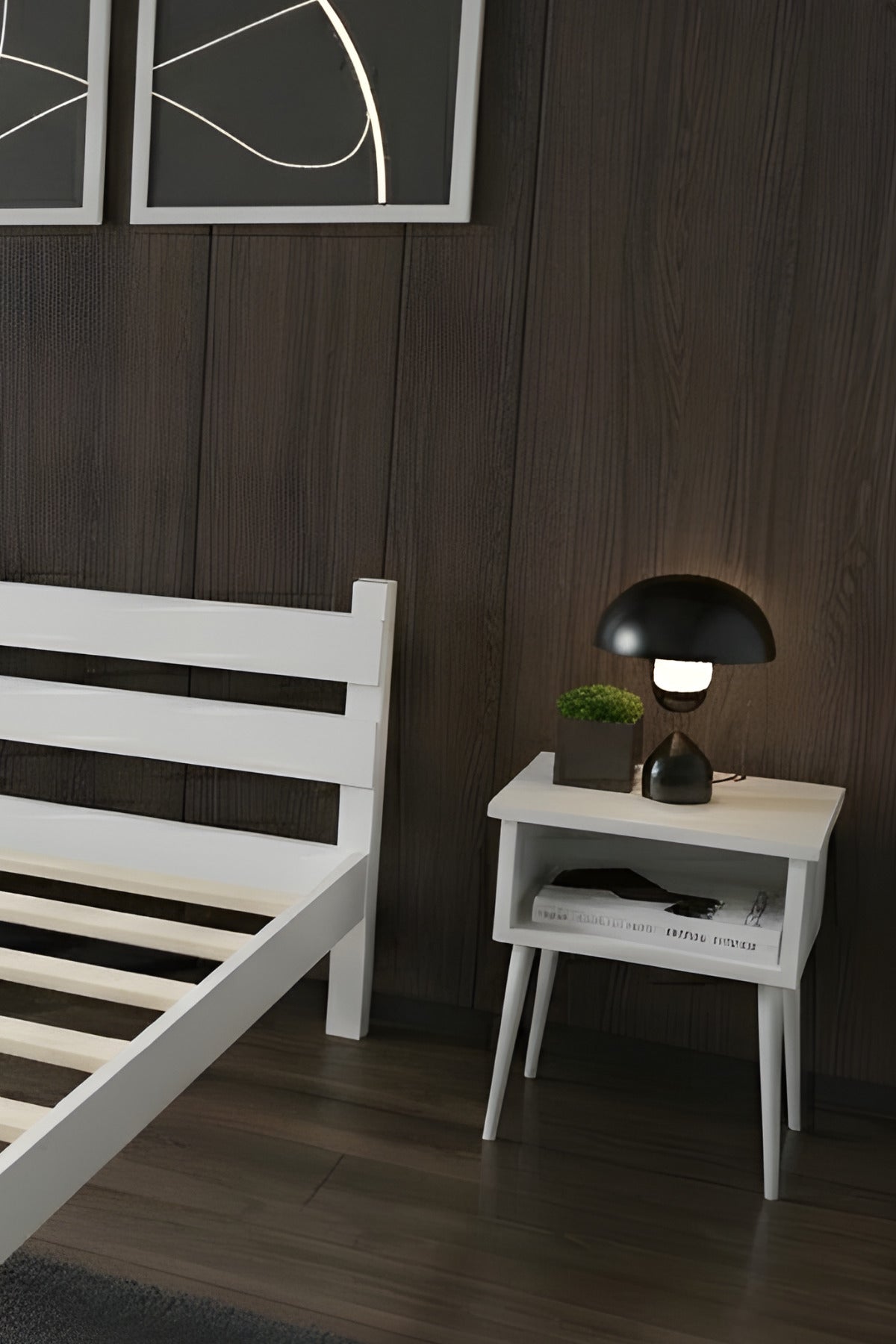 Letto Model Masif Ahşap Karyola ve 2 Adet Komodin 100x200 Vernikli