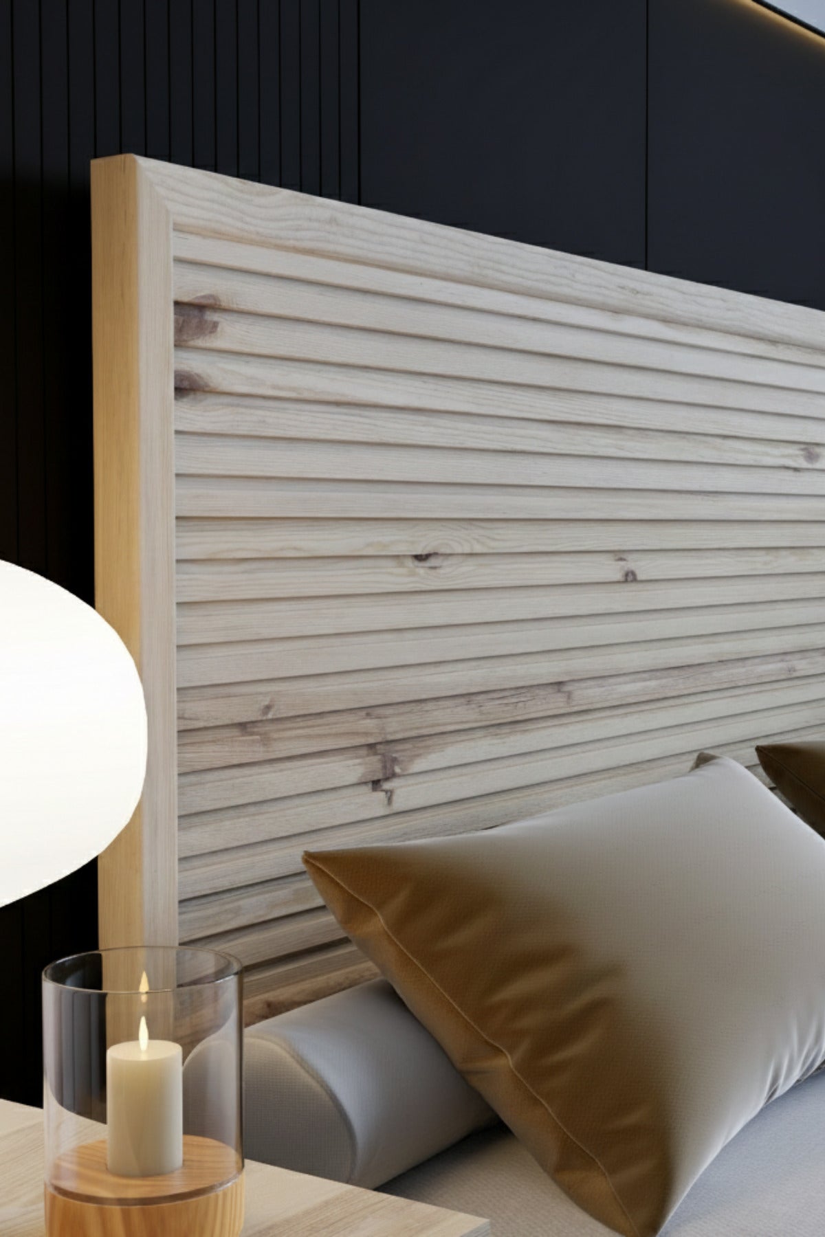 Alaz Model Yatay Başlıklı Masif Ahşap Karyola 120x200 Doğal