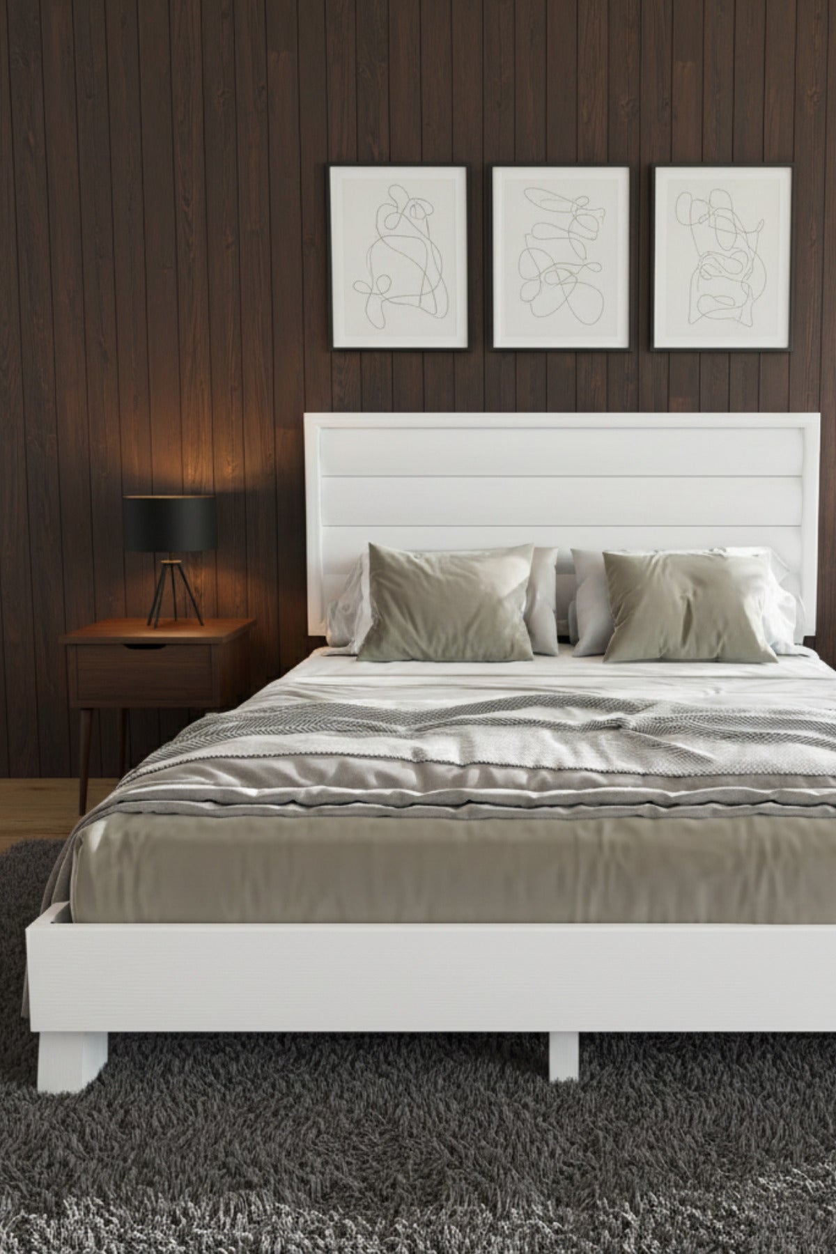 Hüma Model Yatay Başlıklı Masif Ahşap Karyola 140x190 Ceviz