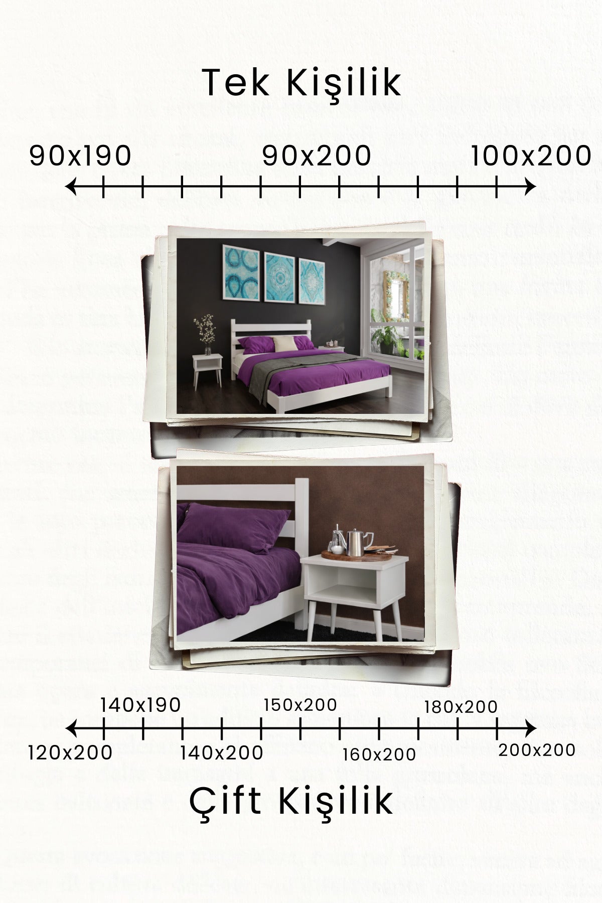Natura Model Masif Ahşap Karyola 2 Adet Komodin 140x200 Ceviz