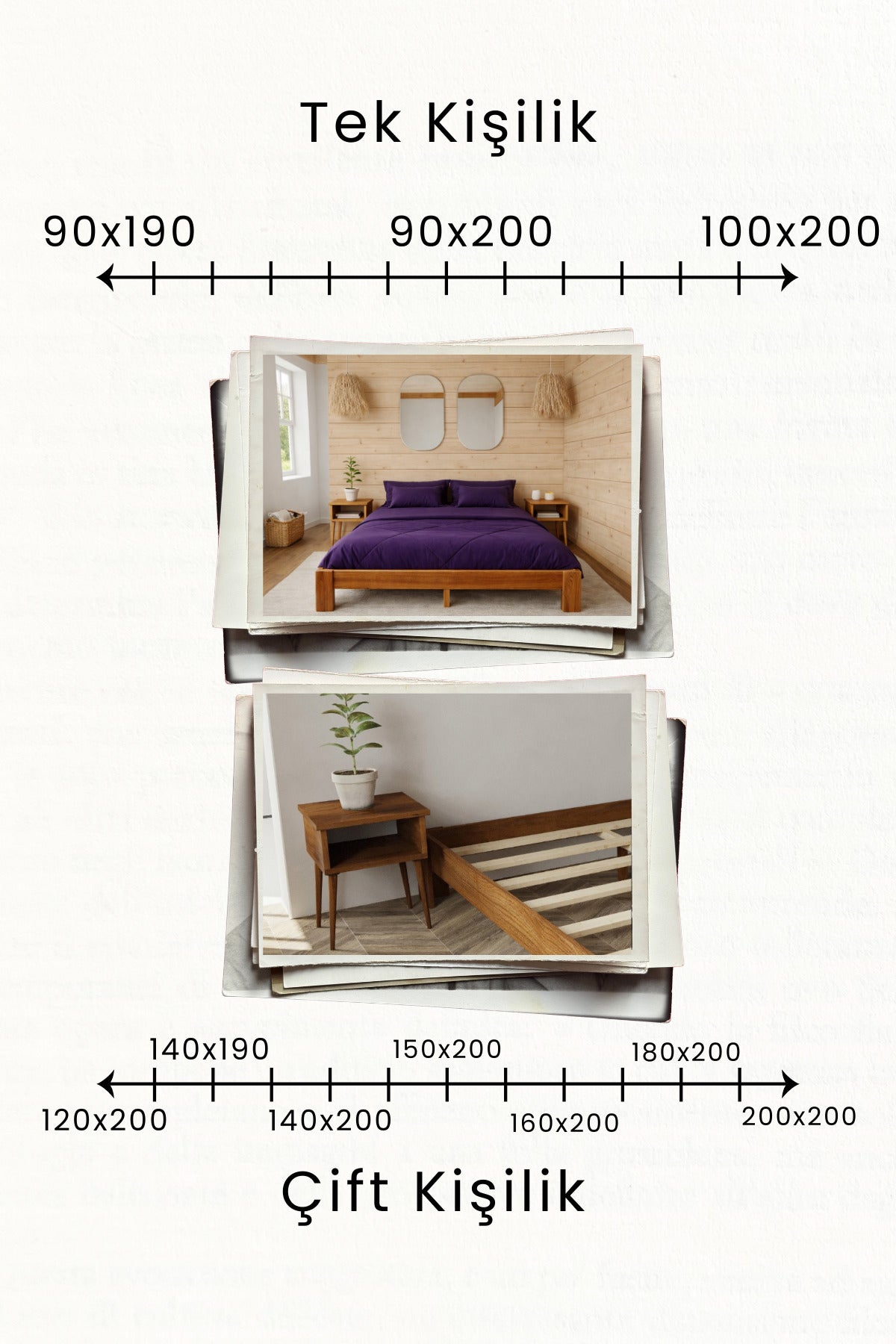 Soft Model Masif Ahşap Karyola ve 2 Adet Komodin 180x200 Doğal