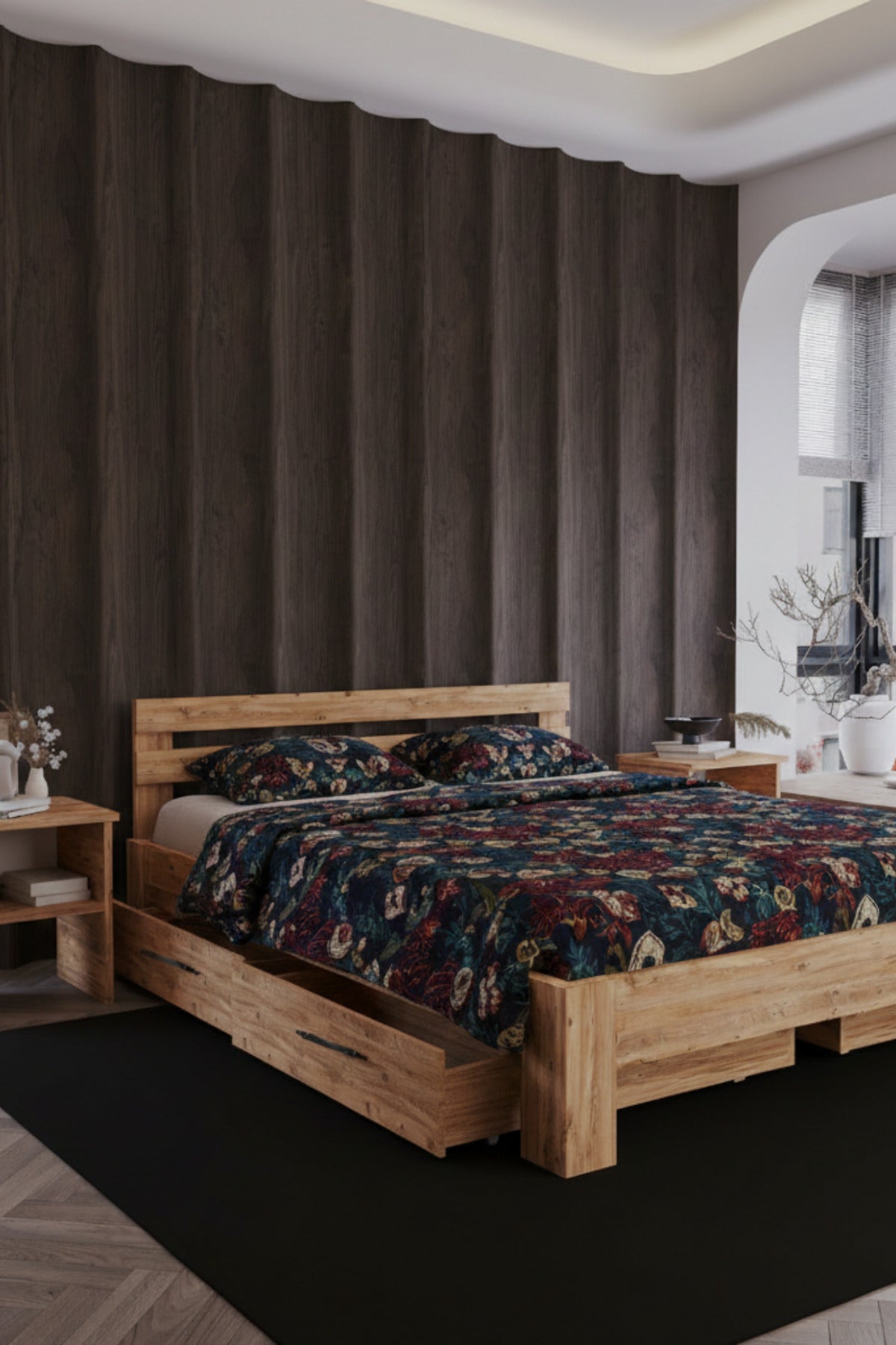 Letto 4 Çekmeceli MDF Karyola 90x190 Atlantik Çam