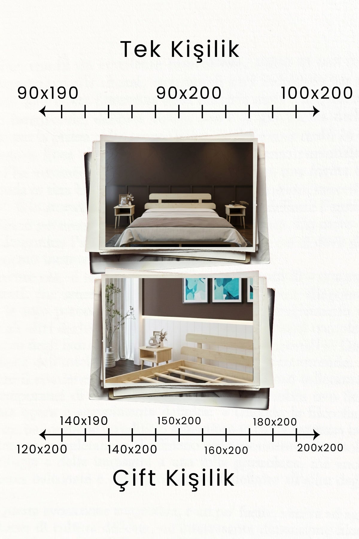 Lotus Model Masif Ahşap Karyola 90x200 Doğal