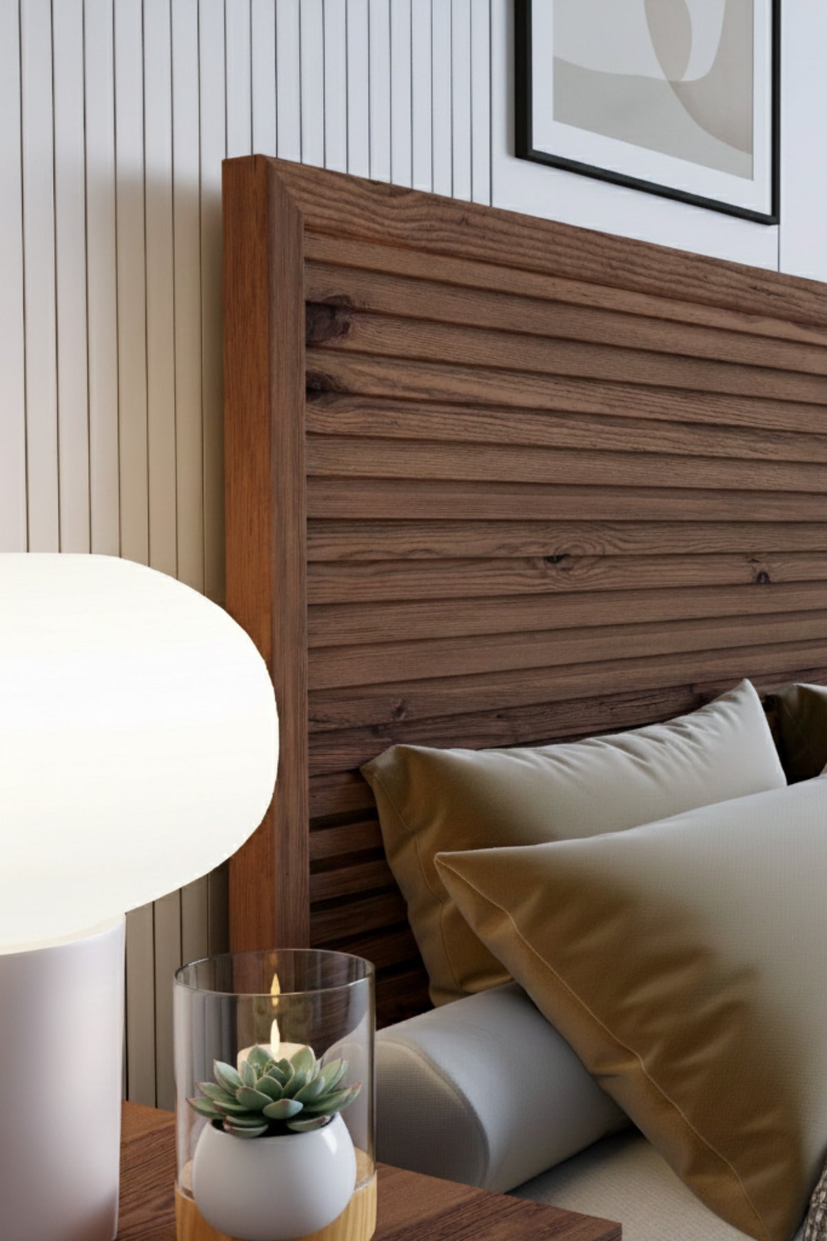 Alaz Model Yatay Başlıklı Masif Ahşap Karyola 90x200 Ceviz