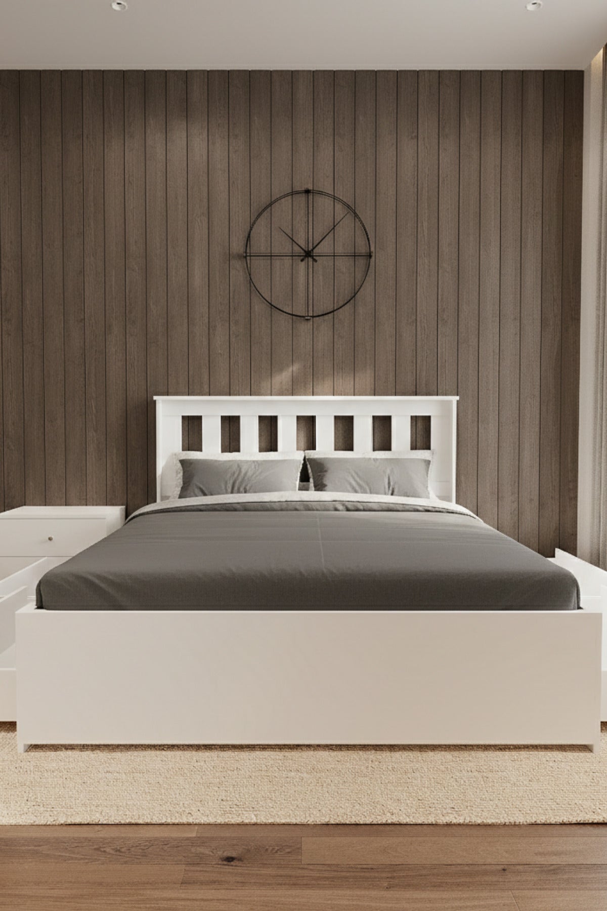 Stark 4 Çekmeceli MDF Karyola 140x190 Beyaz