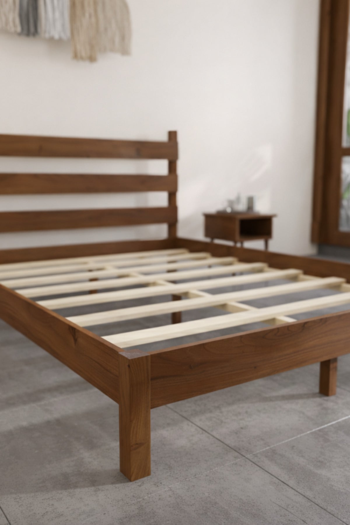 Natura Model Masif Ahşap Karyola 2 Adet Komodin 100x200 Ceviz