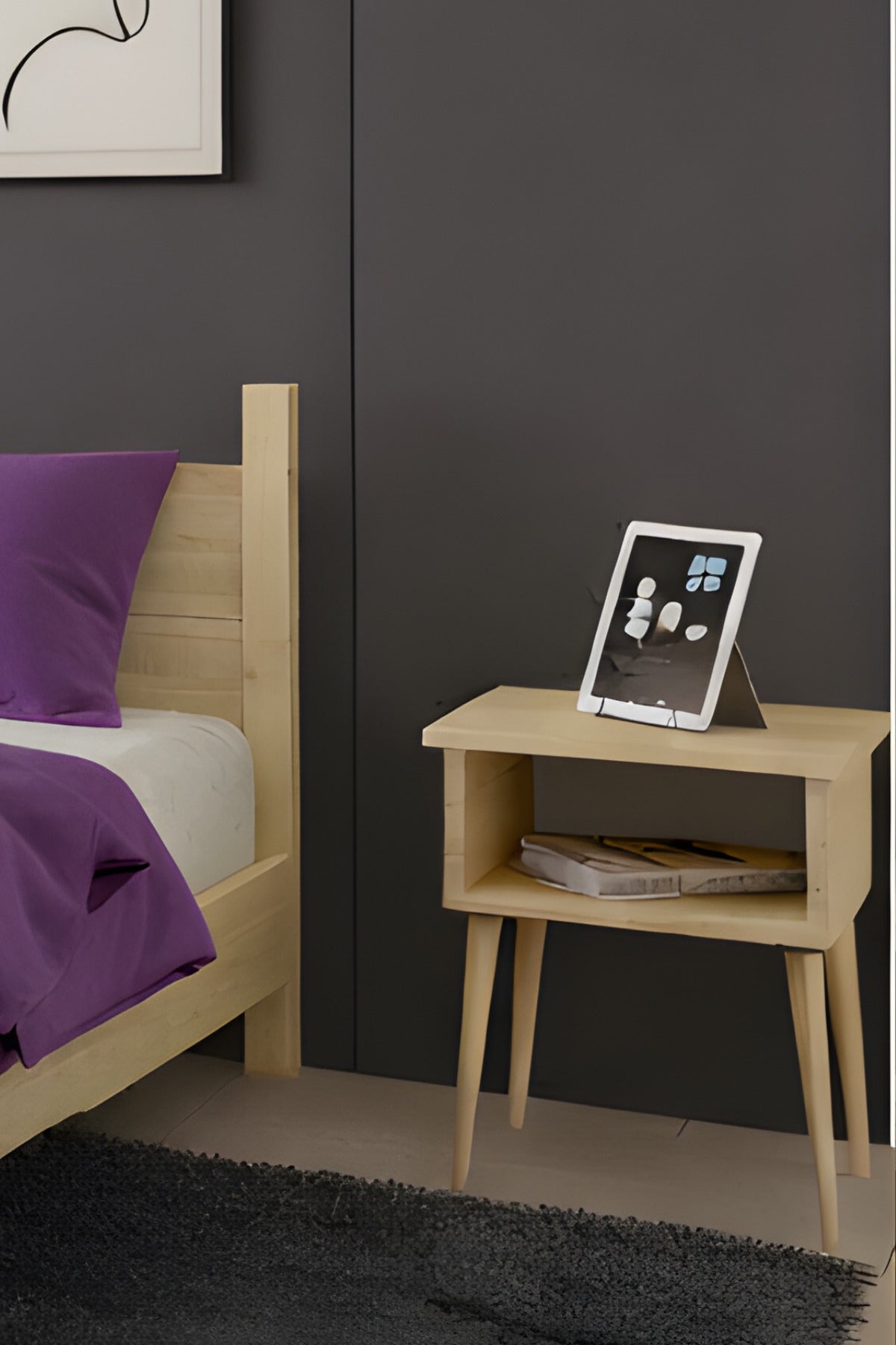 Mi̇rage Model Masif Ahşap Karyola ve 2 Adet Komodin 120x200 Doğal