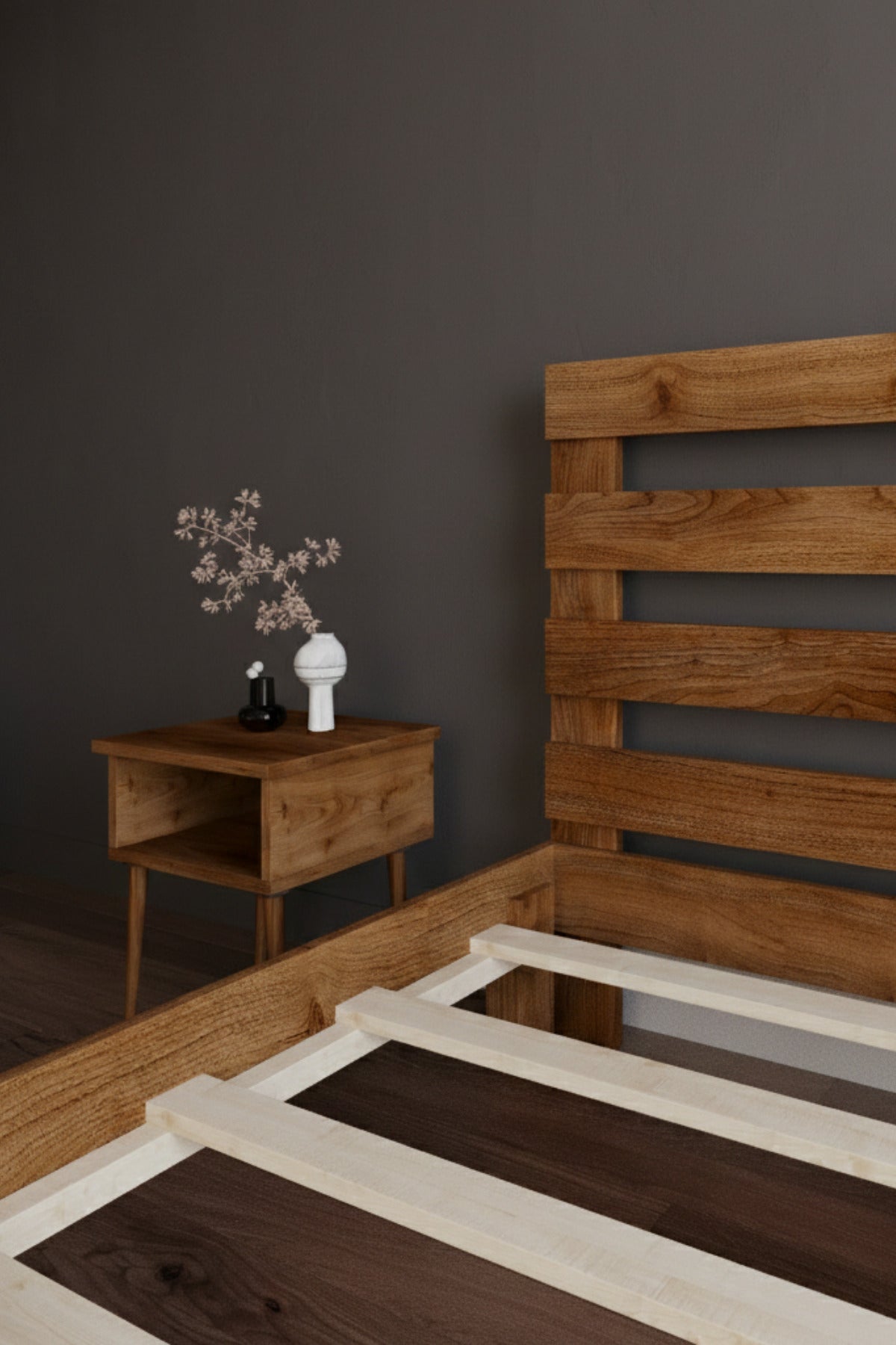 Urban New Model Masif Ahşap Karyola 90x190 Ceviz