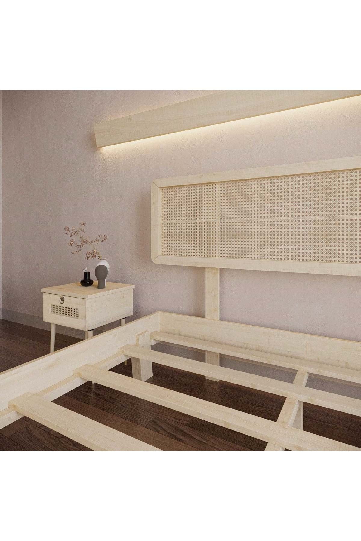 Li̇lyum Model Hazeran Başlıklı Masif Ahşap Karyola 100x200 Doğal