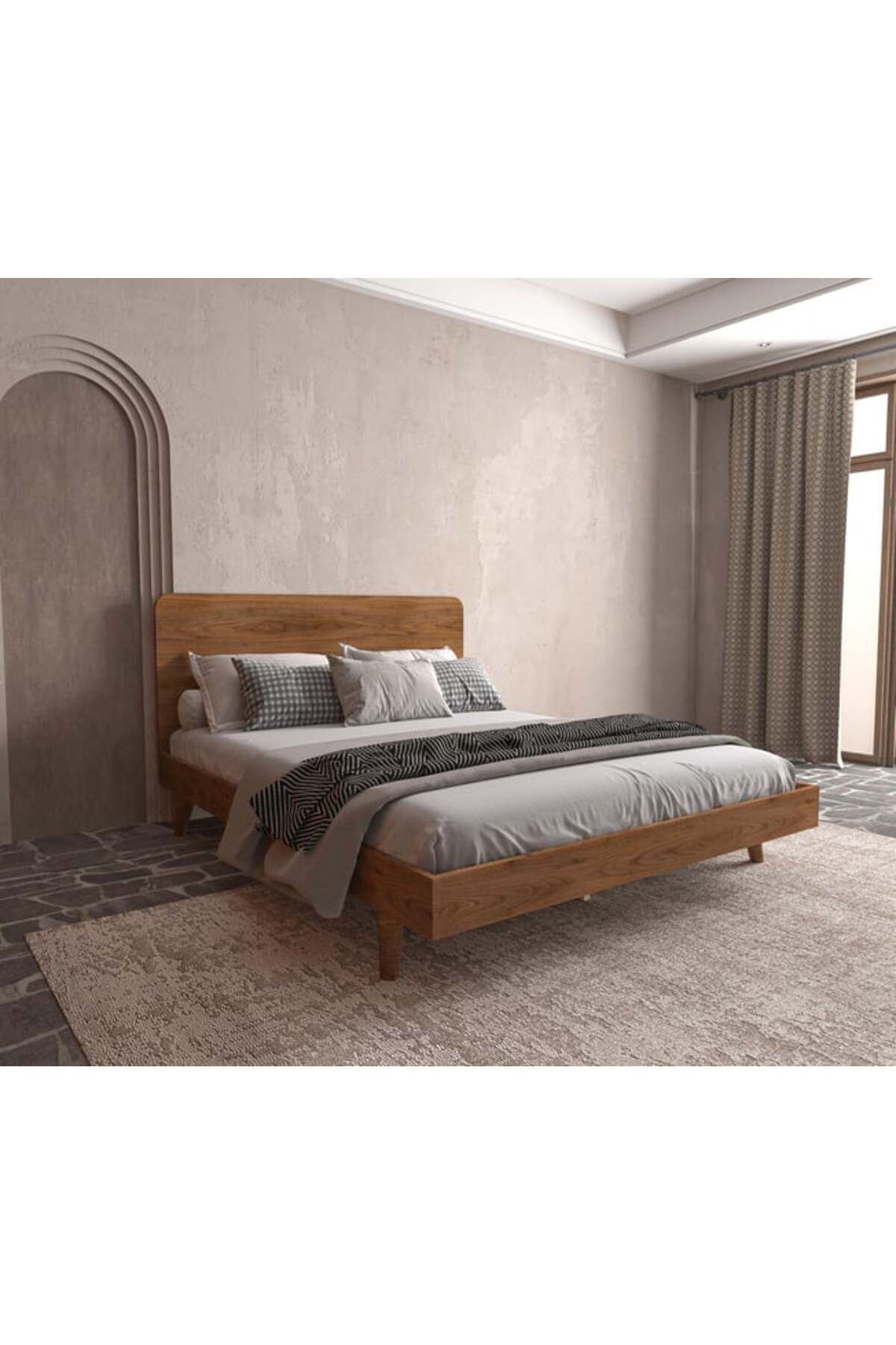 Soft Wood Model Masif Ahşap Karyola 140x200 Doğal